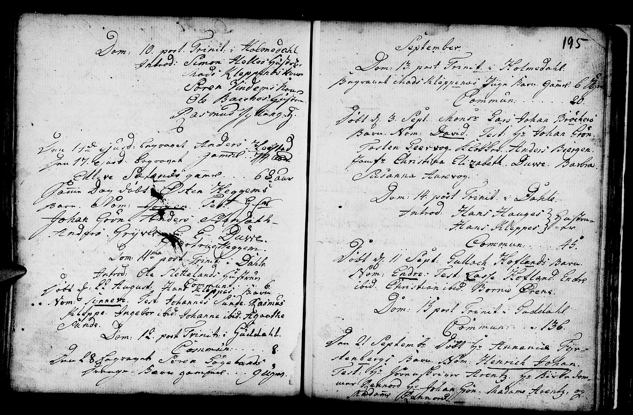 Fjaler sokneprestembete, SAB/A-79801/H/Haa/Haaa/L0001: Parish register (official) no. A 1, 1755-1778, p. 195