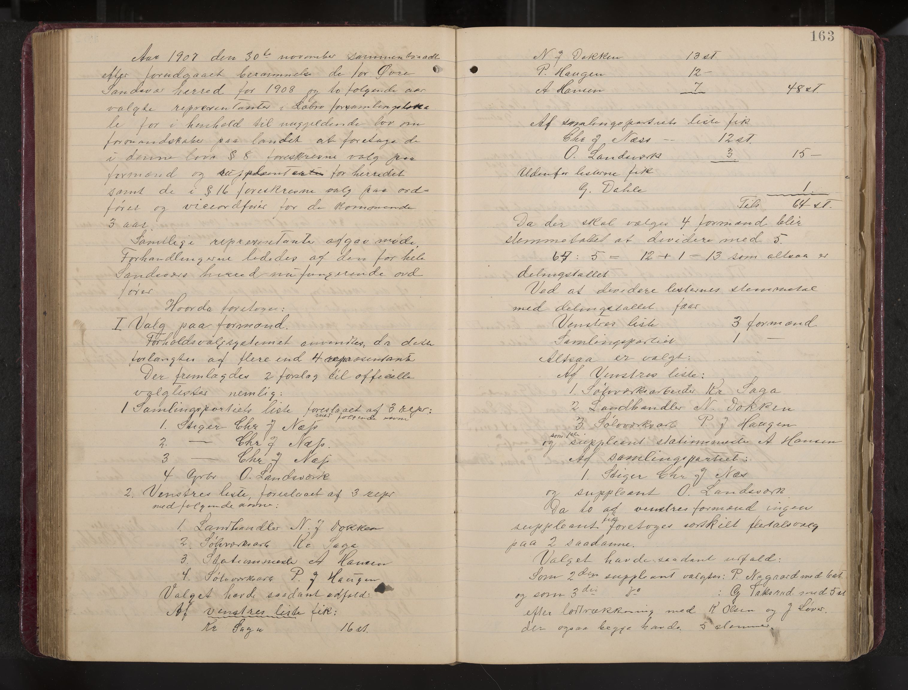 Ytre Sandsvær formannskap og sentraladministrasjon, IKAK/0629021/A/Aa/L0001: Møtebok med register, 1902-1919, p. 163