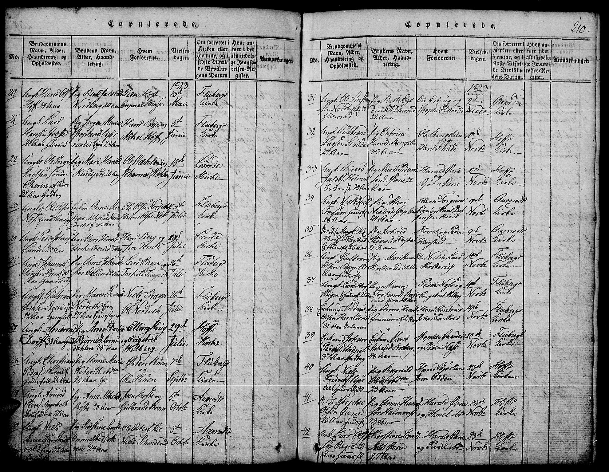 Land prestekontor, AV/SAH-PREST-120/H/Ha/Hab/L0001: Parish register (copy) no. 1, 1814-1833, p. 210