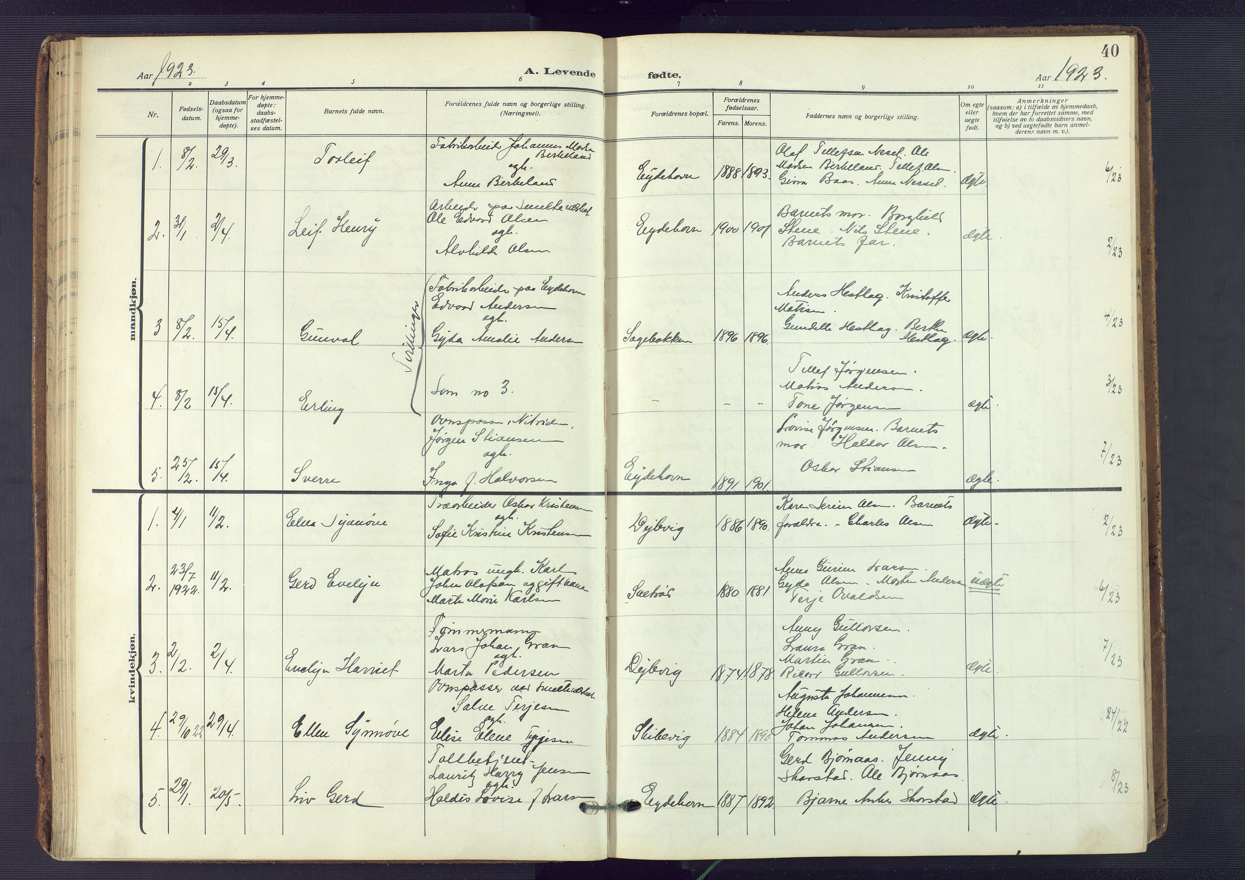 Austre Moland sokneprestkontor, SAK/1111-0001/F/Fa/Fab/L0003: Parish register (official) no. A 3, 1914-1927, p. 40