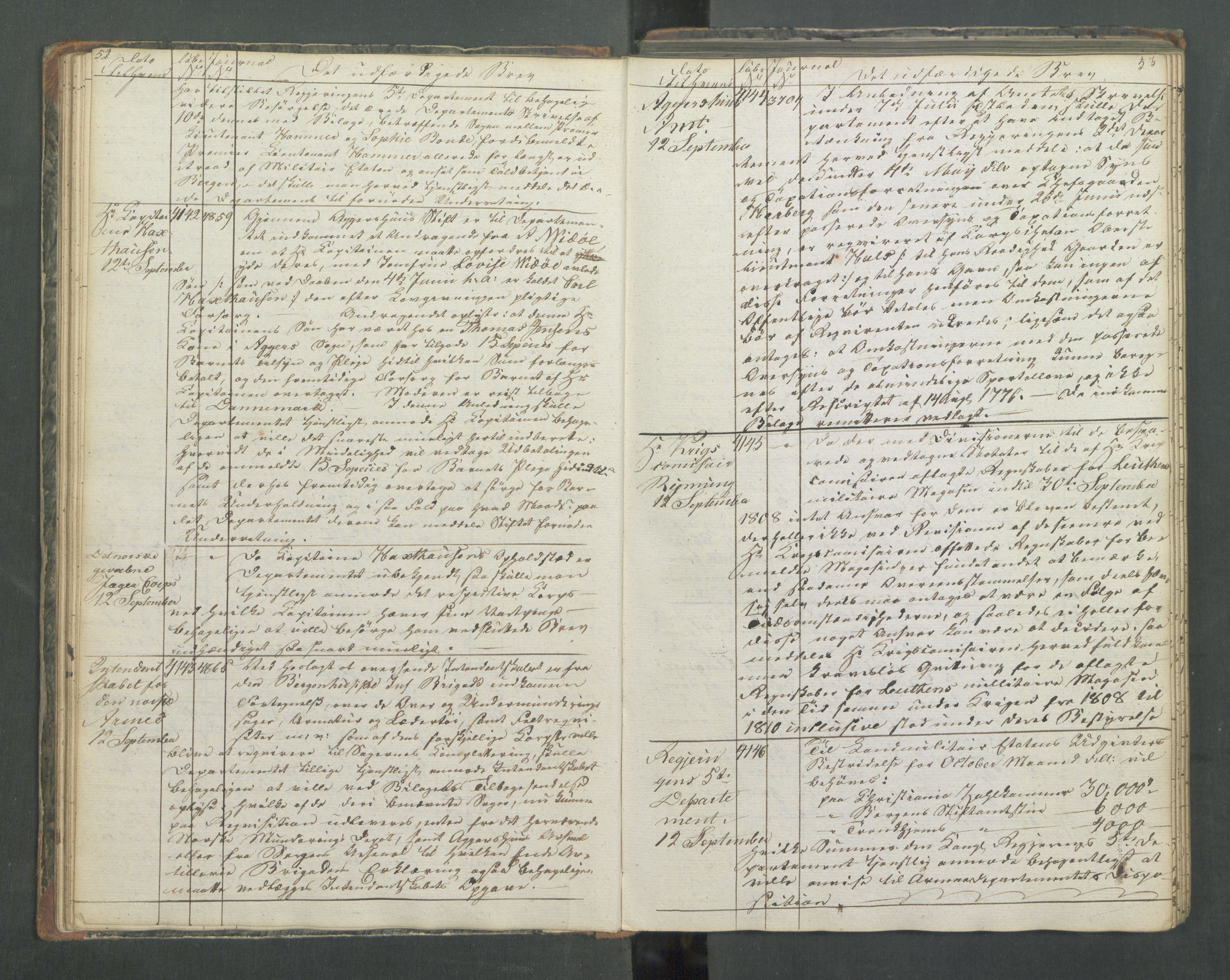Armédepartementet, AV/RA-RAFA-3493/B/Ba/L0013: 6. Departements Kopibog, 1818, p. 52-53