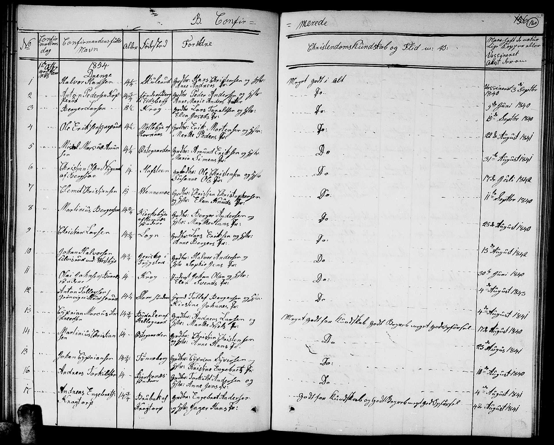 Høland prestekontor Kirkebøker, SAO/A-10346a/G/Ga/L0004: Parish register (copy) no. I 4, 1854-1862, p. 160