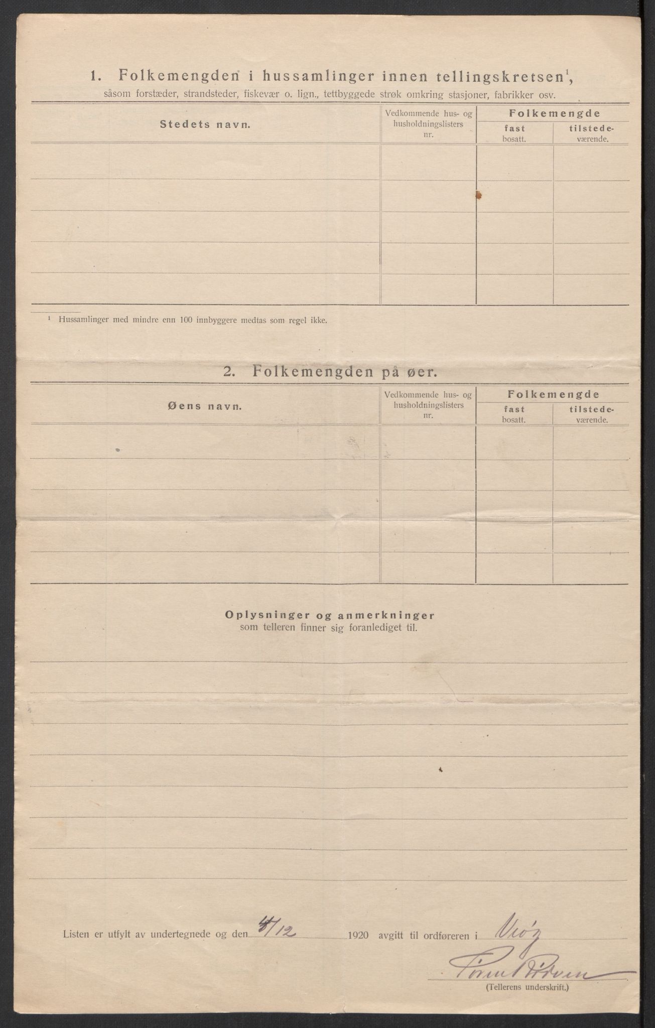 SAT, 1920 census for Veøy, 1920, p. 32