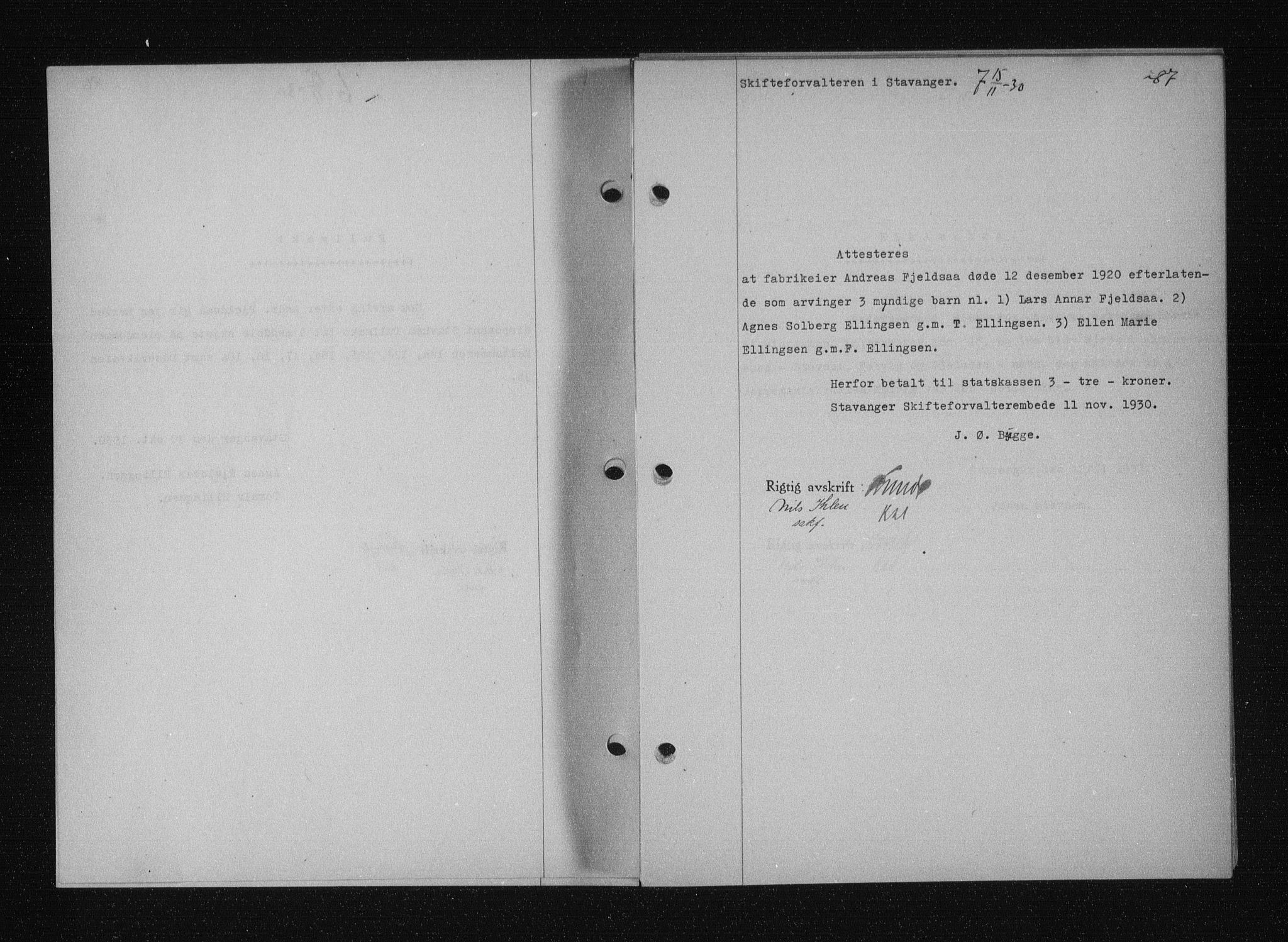 Stavanger byfogd, AV/SAST-A-101408/001/4/41/410/410BB/L0058: Mortgage book no. 48, 1930-1931, Deed date: 15.11.1930