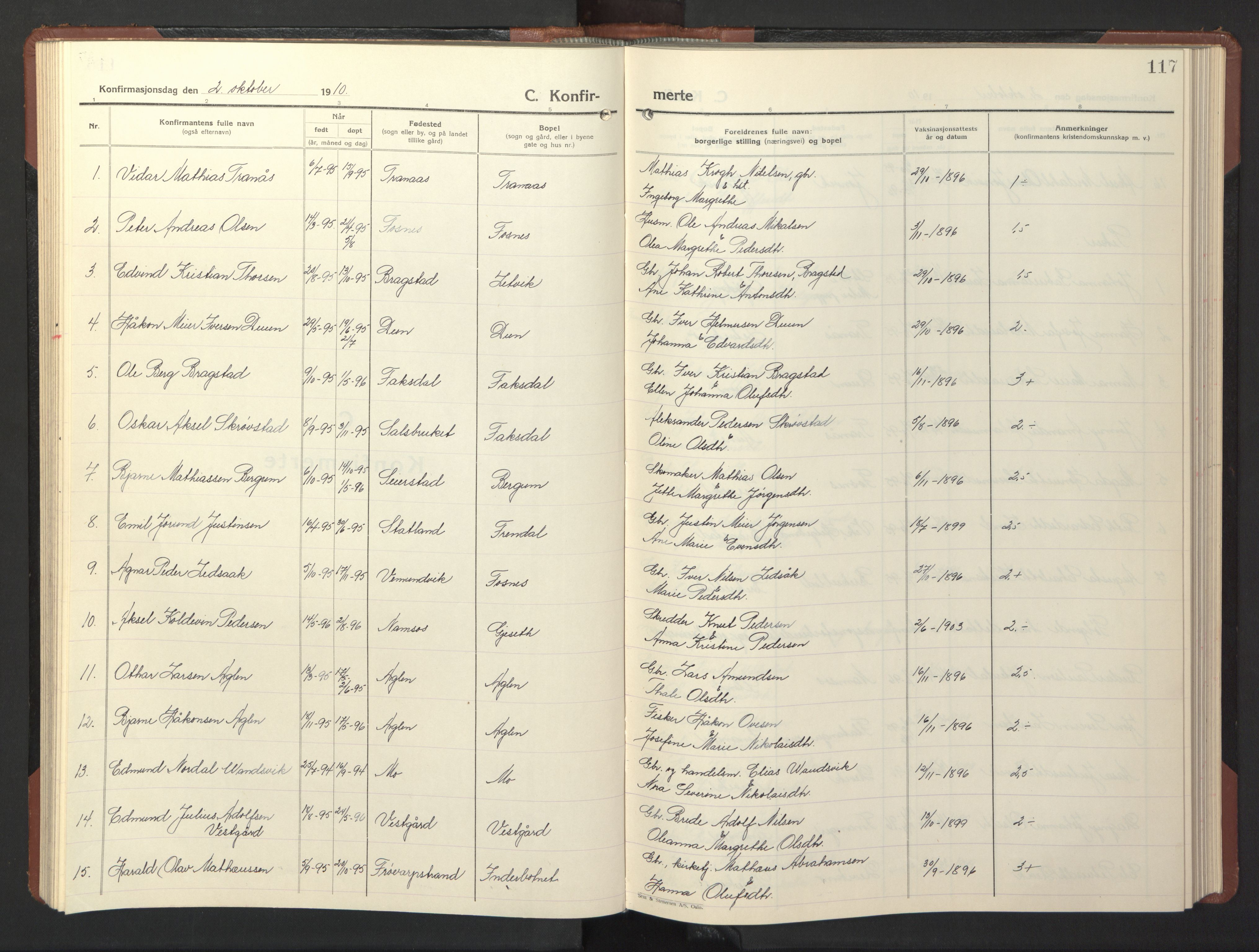 Ministerialprotokoller, klokkerbøker og fødselsregistre - Nord-Trøndelag, SAT/A-1458/773/L0625: Parish register (copy) no. 773C01, 1910-1952, p. 117