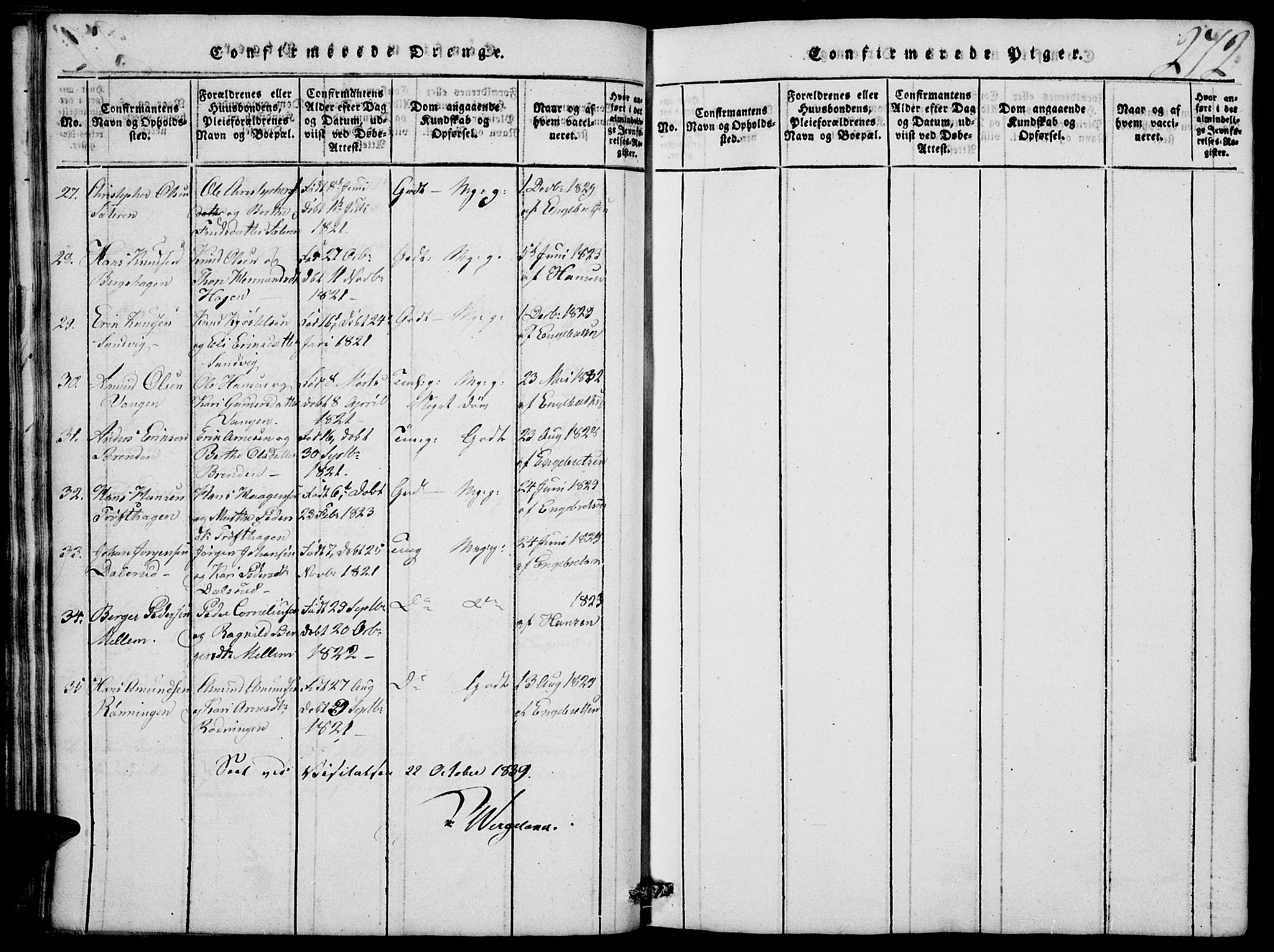 Nord-Odal prestekontor, AV/SAH-PREST-032/H/Ha/Hab/L0001: Parish register (copy) no. 1, 1819-1838, p. 272