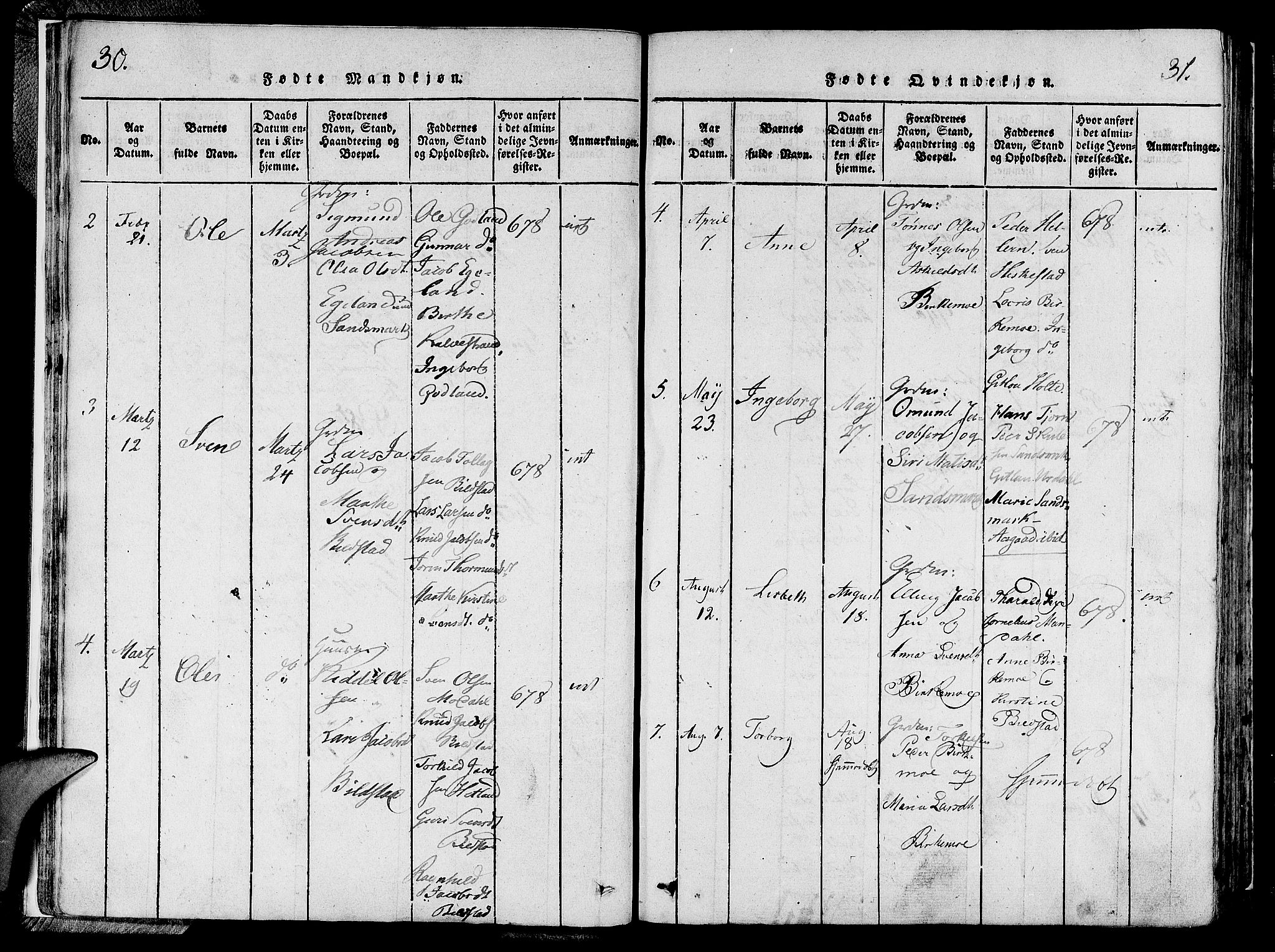Lund sokneprestkontor, SAST/A-101809/S06/L0006: Parish register (official) no. A 6, 1816-1839, p. 30-31