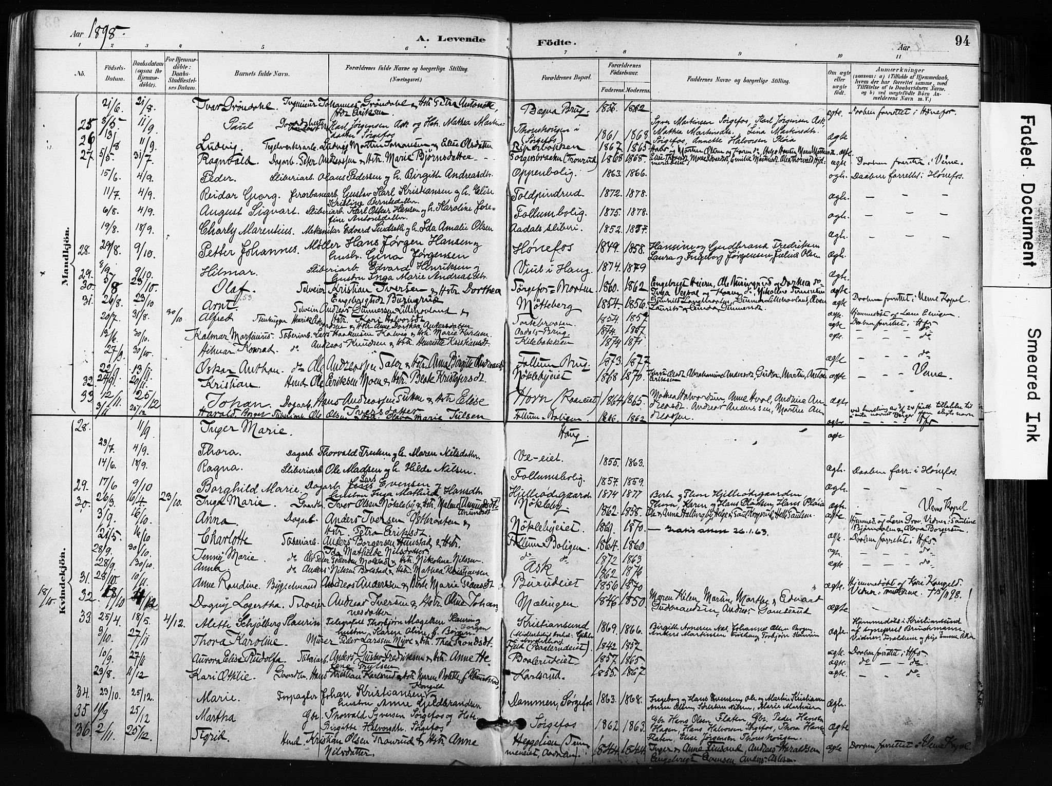 Norderhov kirkebøker, AV/SAKO-A-237/F/Fa/L0016: Parish register (official) no. 16, 1885-1902, p. 94