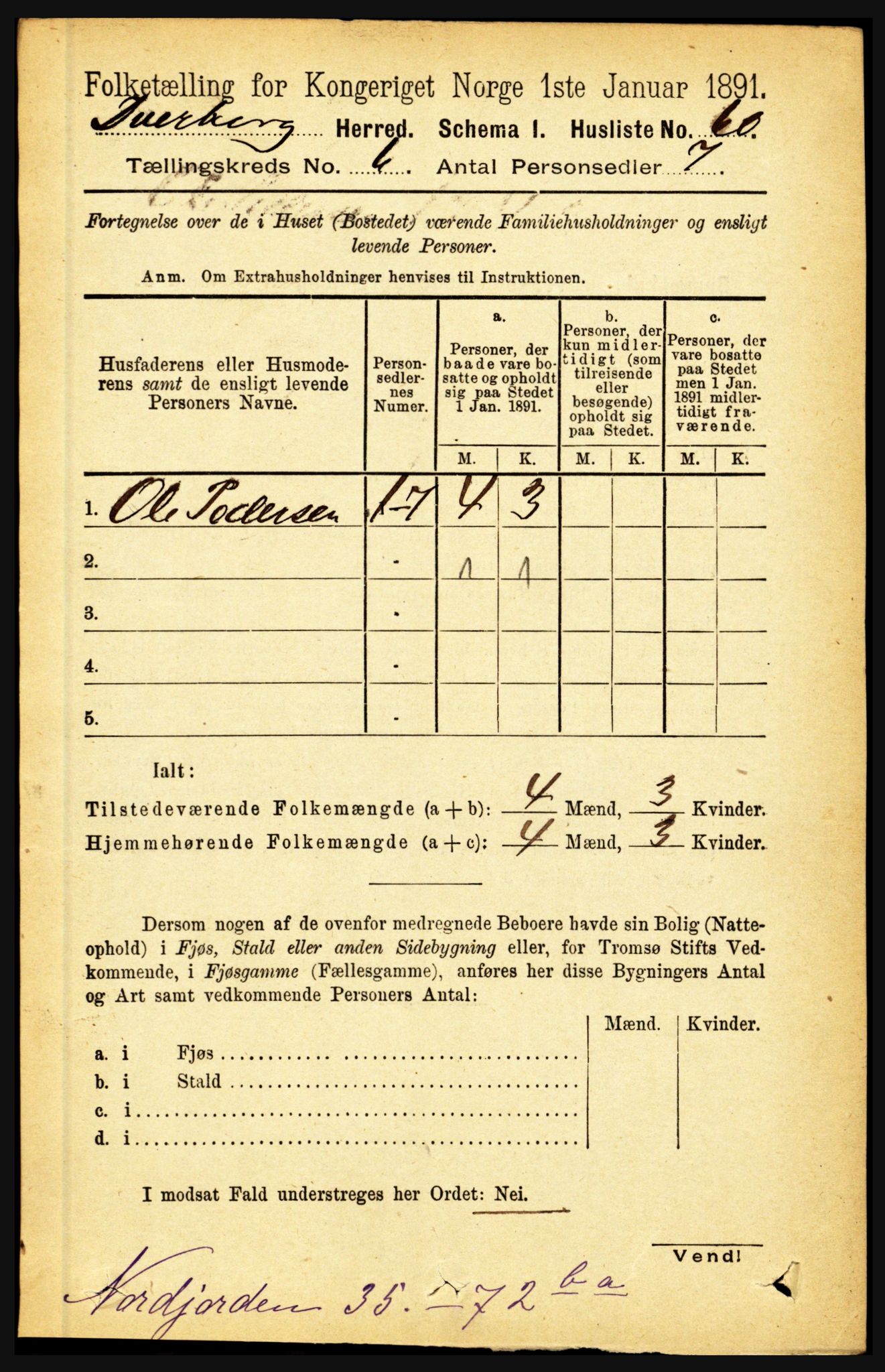 RA, 1891 census for 1872 Dverberg, 1891, p. 2101