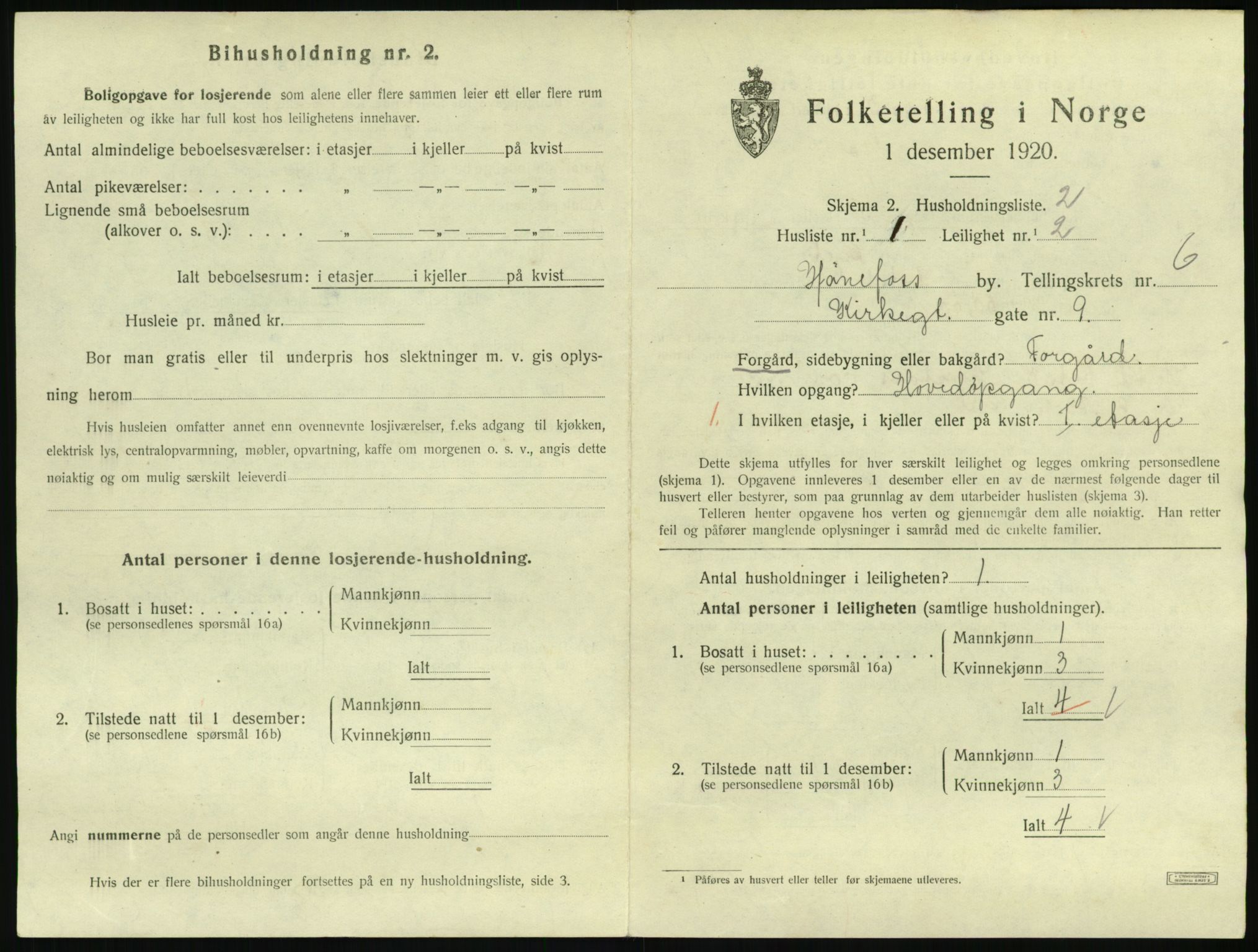 SAKO, 1920 census for Hønefoss, 1920, p. 1908