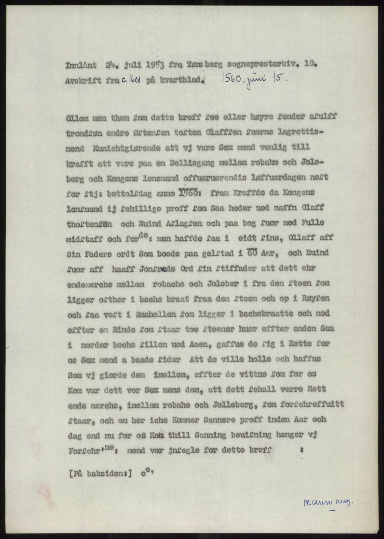 Samlinger til kildeutgivelse, Diplomavskriftsamlingen, RA/EA-4053/H/Ha, p. 1015