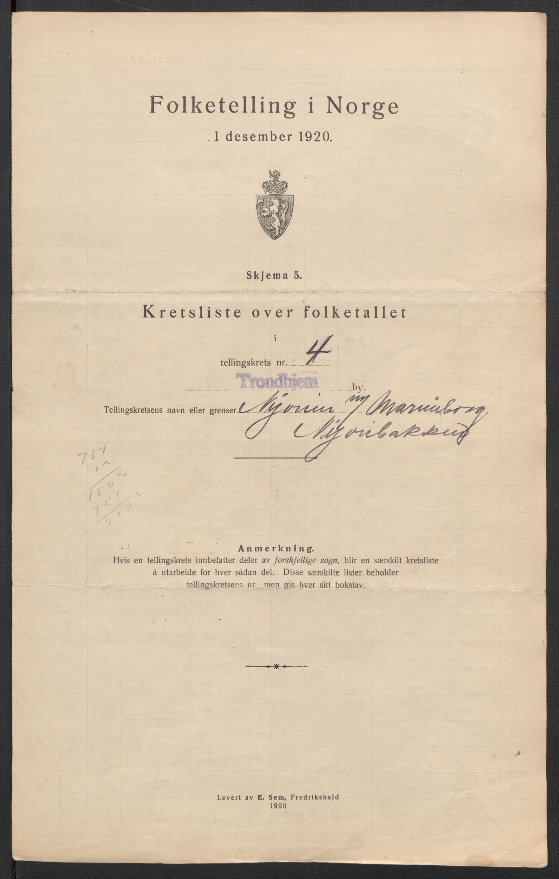 SAT, 1920 census for Trondheim, 1920, p. 23