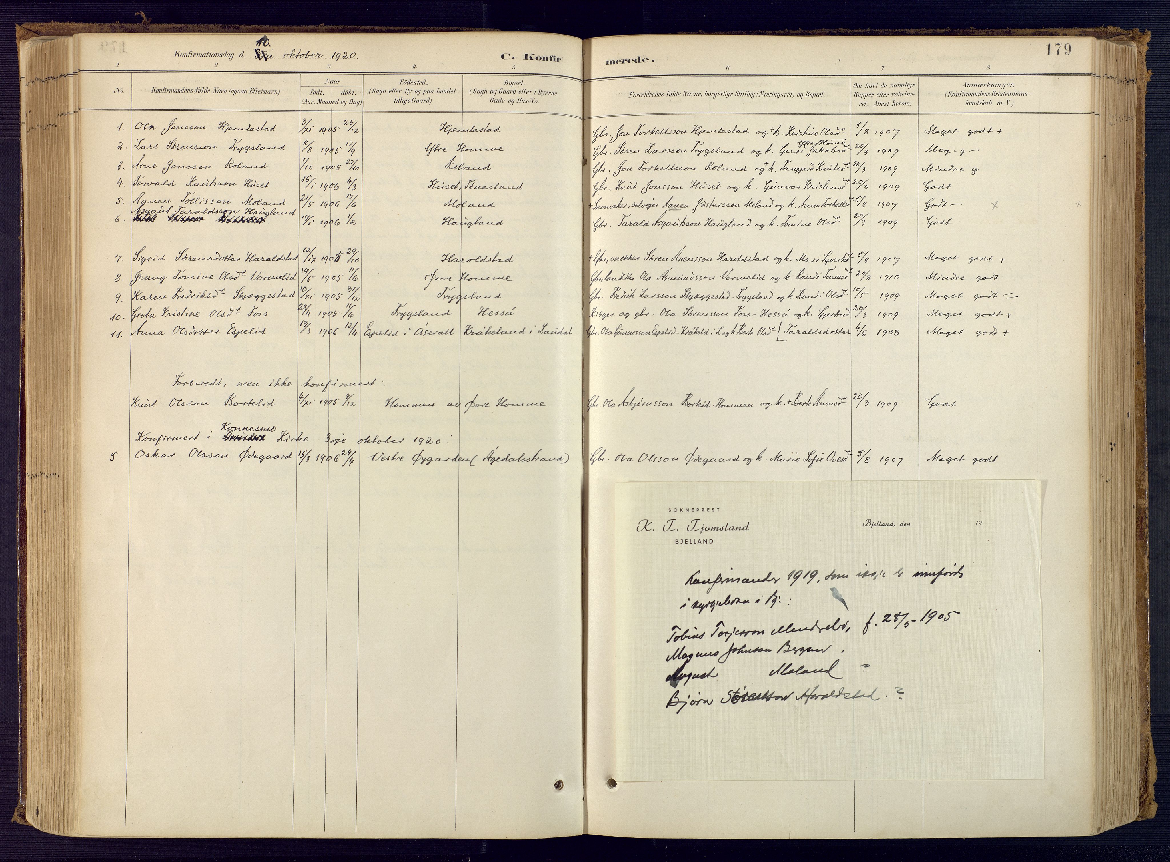 Bjelland sokneprestkontor, SAK/1111-0005/F/Fa/Faa/L0004: Parish register (official) no. A 4, 1887-1923, p. 179