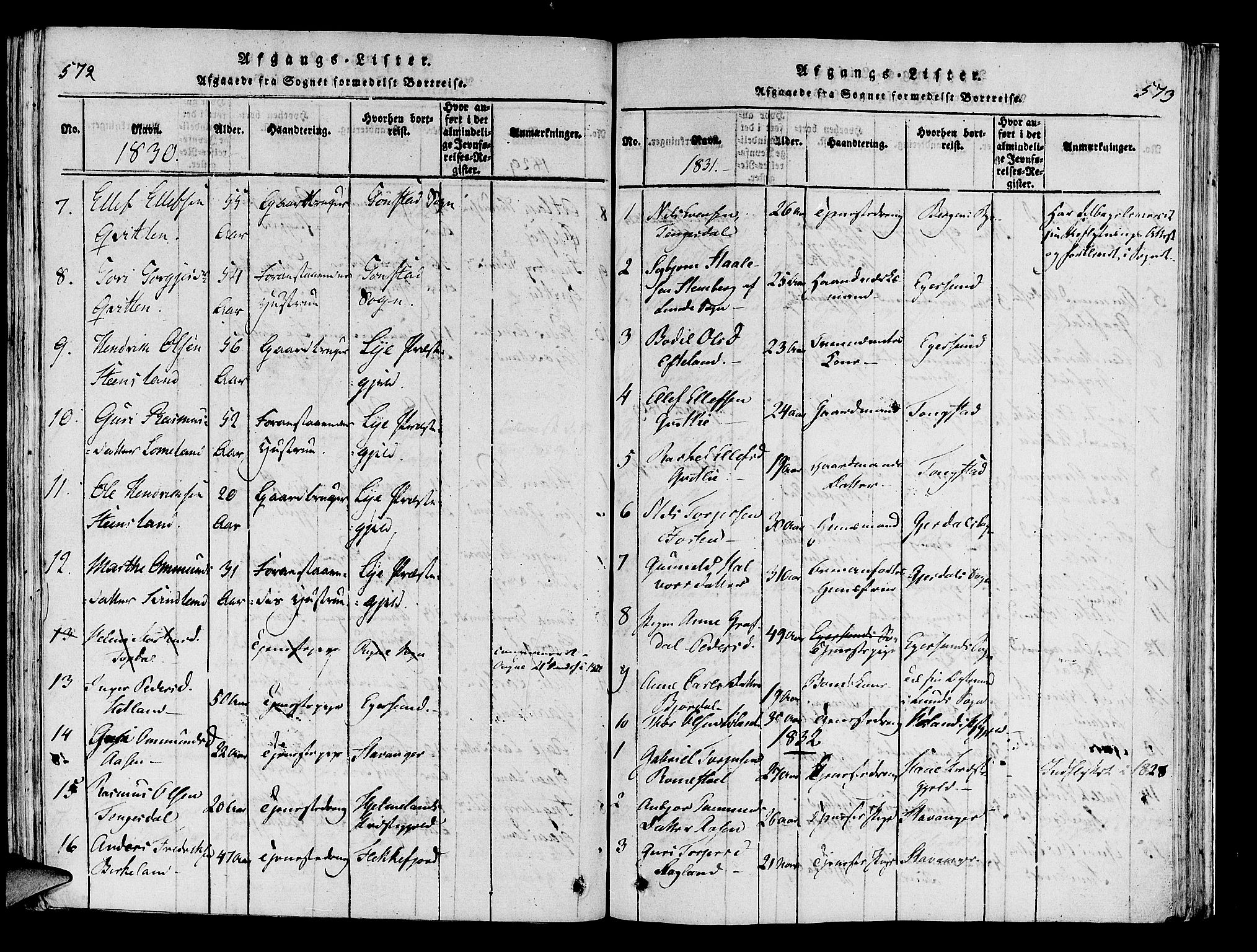 Helleland sokneprestkontor, SAST/A-101810: Parish register (official) no. A 5, 1815-1834, p. 572-573