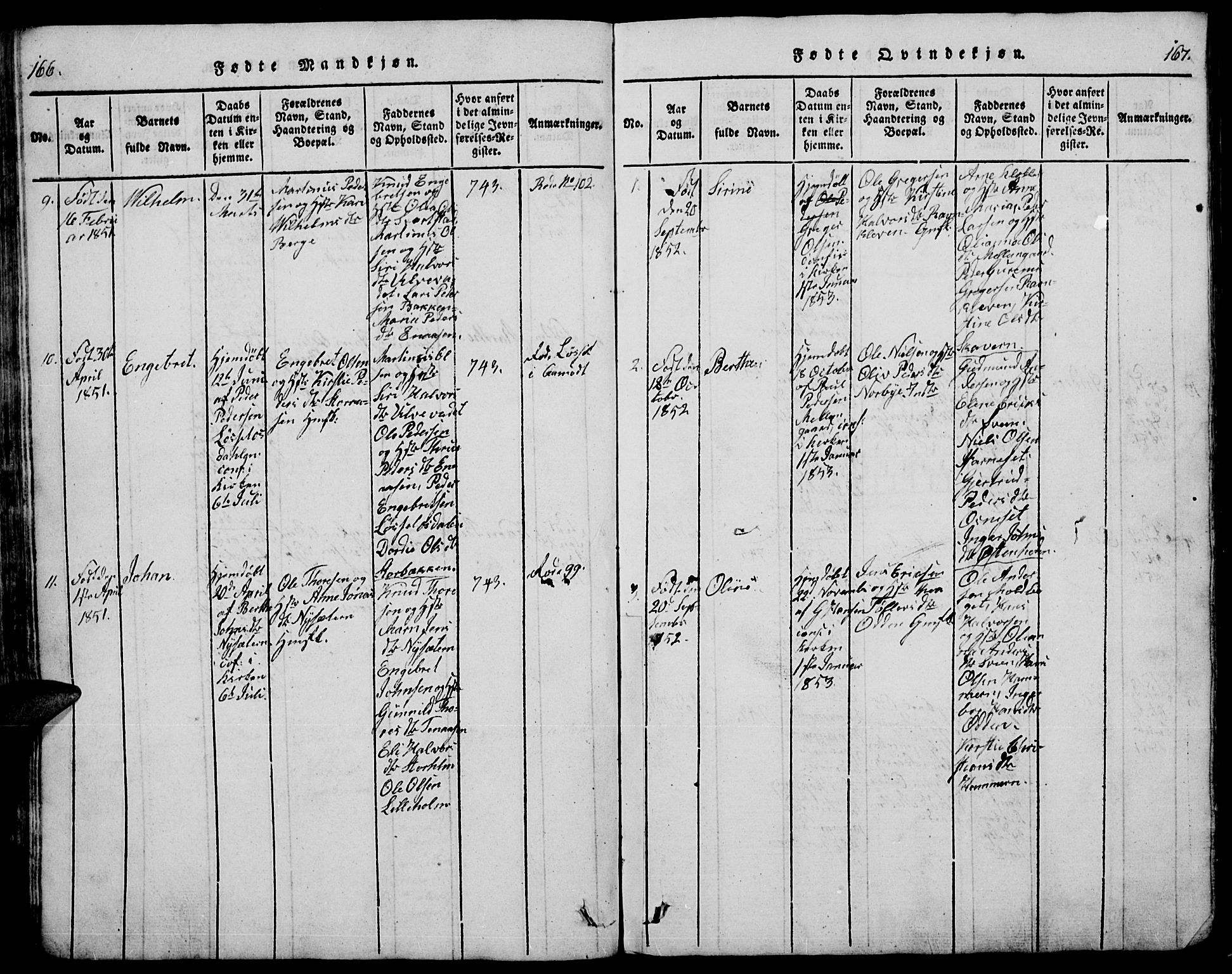 Trysil prestekontor, SAH/PREST-046/H/Ha/Hab/L0005: Parish register (copy) no. 5, 1814-1877, p. 166-167