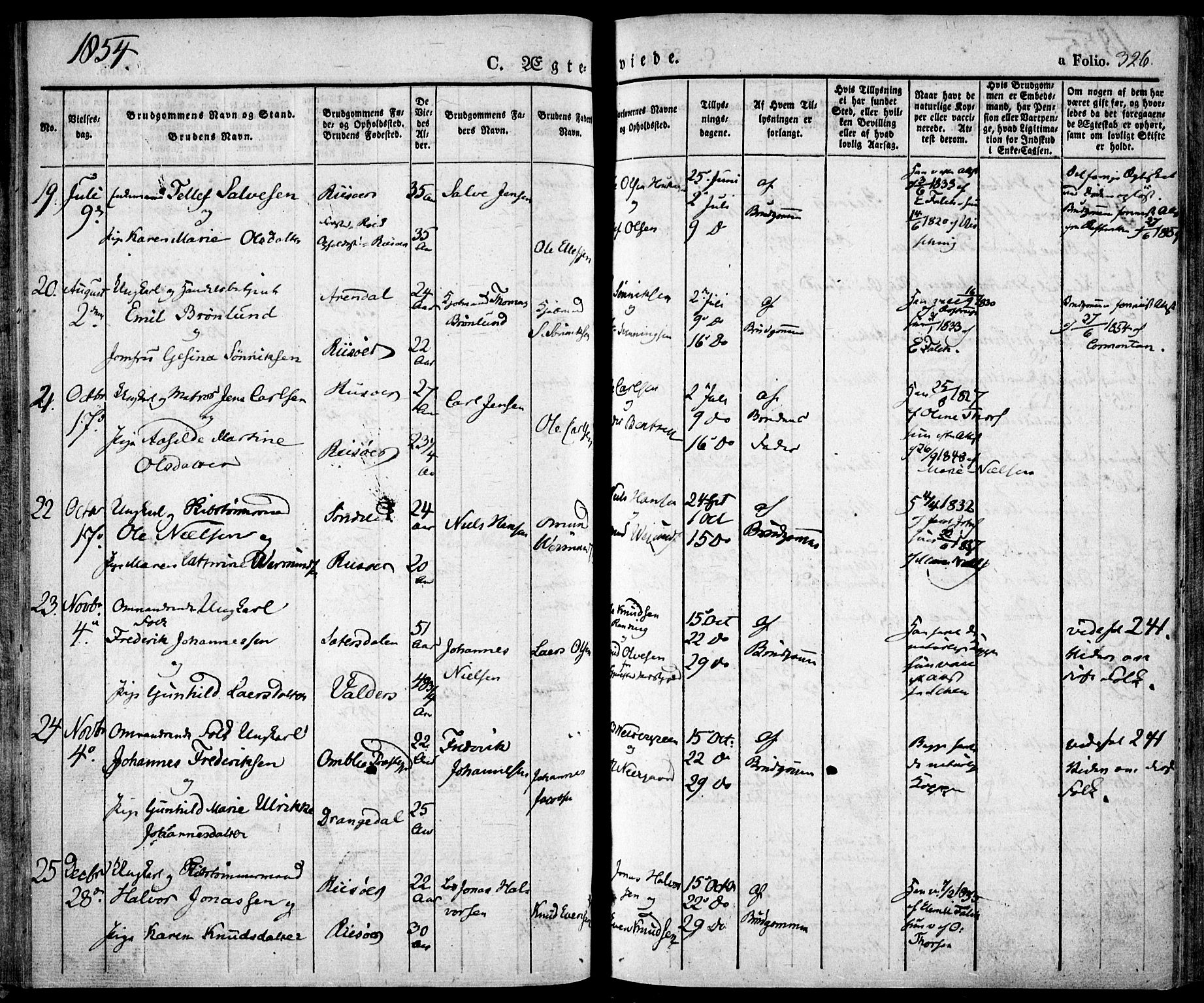 Risør sokneprestkontor, SAK/1111-0035/F/Fa/L0003: Parish register (official) no. A 3, 1838-1864, p. 326