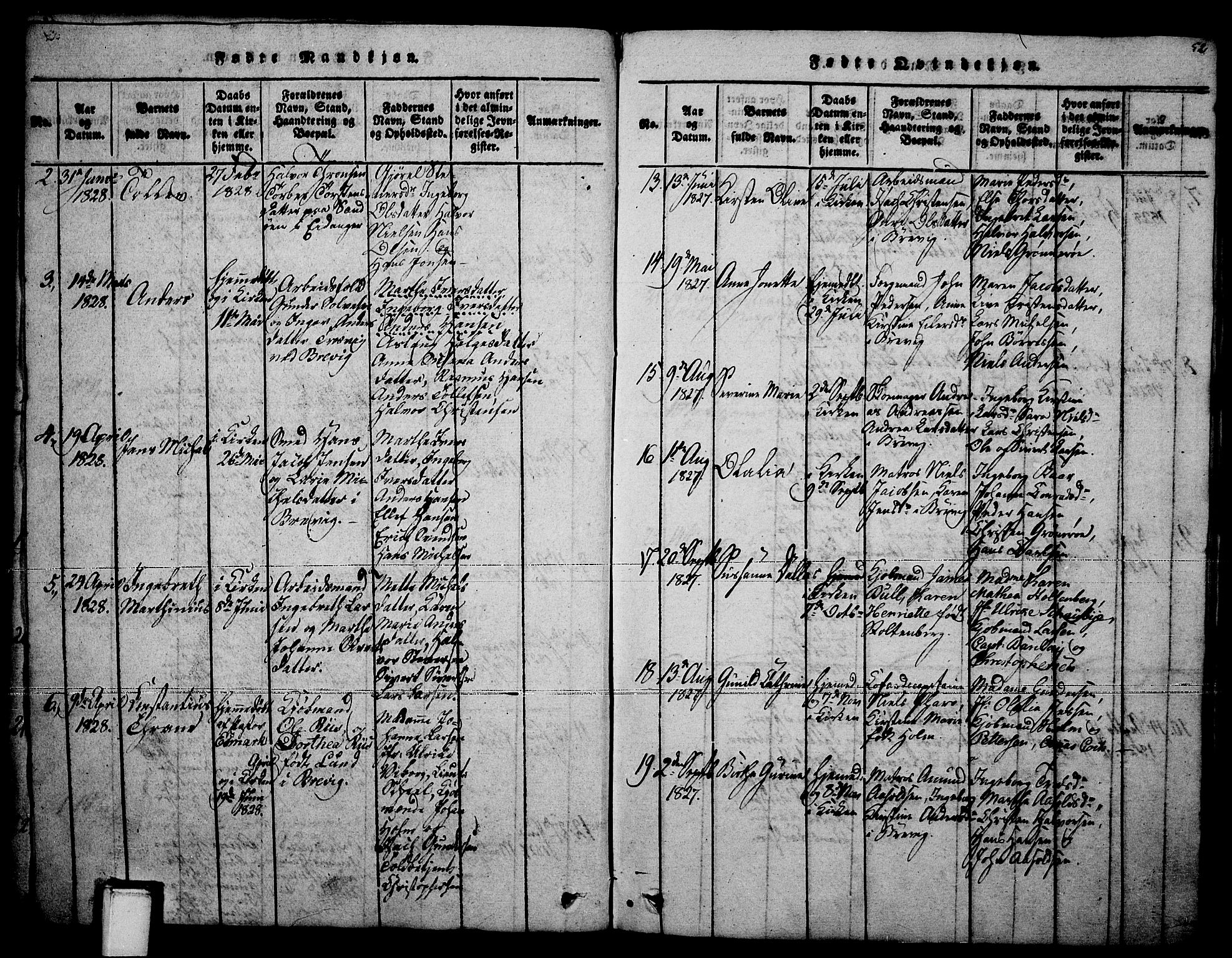 Brevik kirkebøker, SAKO/A-255/F/Fa/L0004: Parish register (official) no. 4, 1814-1846, p. 52
