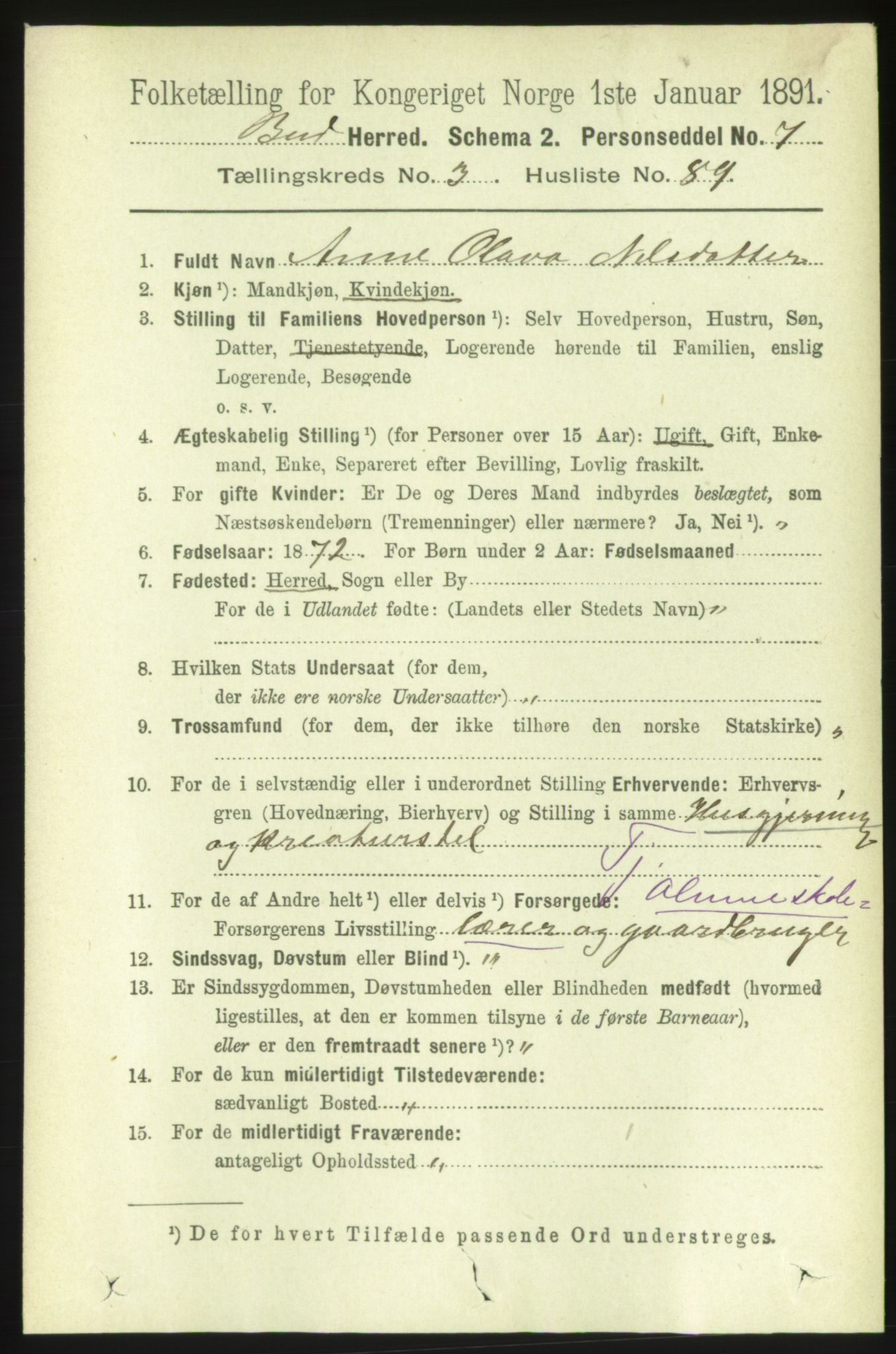 RA, 1891 census for 1549 Bud, 1891, p. 2058