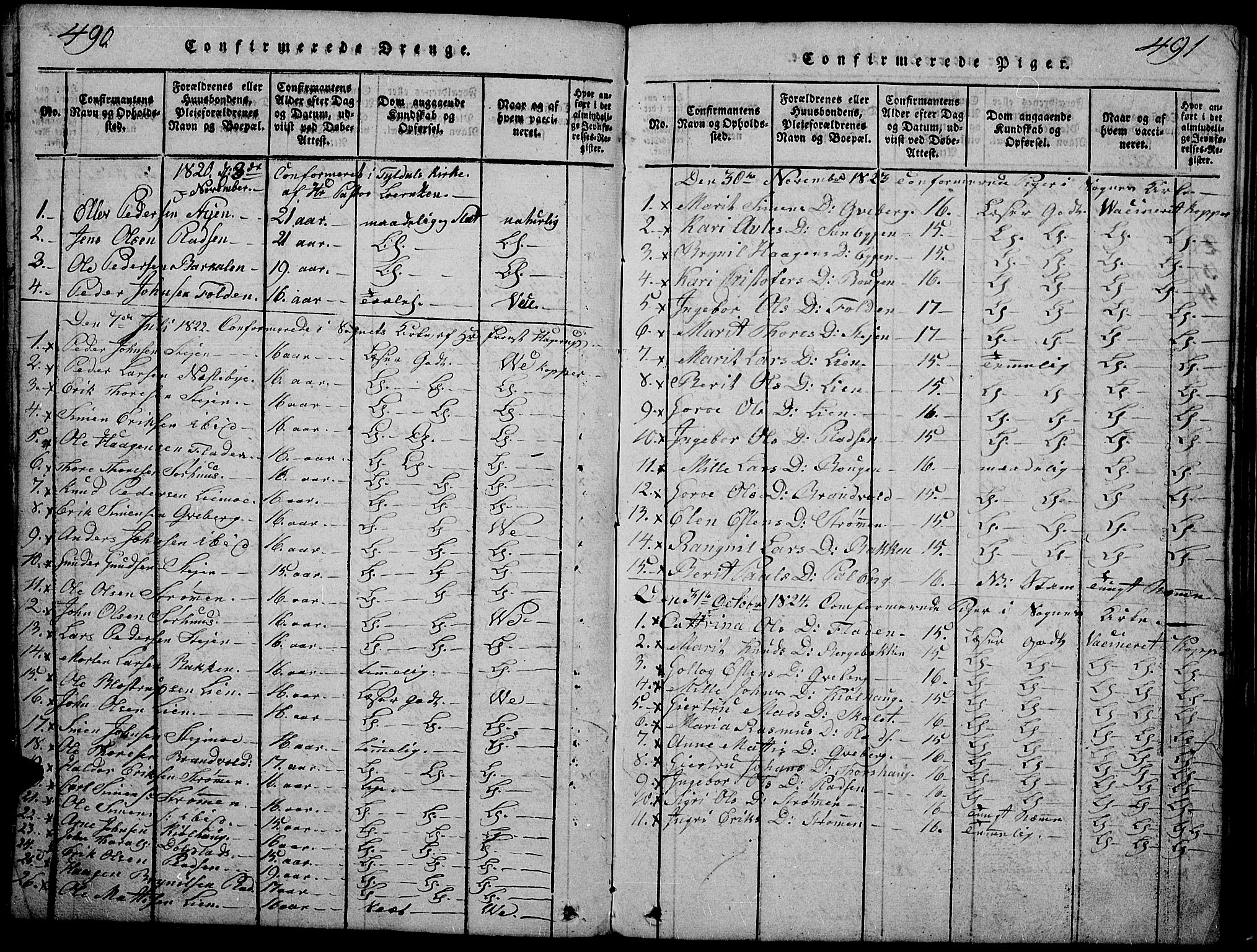 Tynset prestekontor, SAH/PREST-058/H/Ha/Hab/L0002: Parish register (copy) no. 2, 1814-1862, p. 490-491