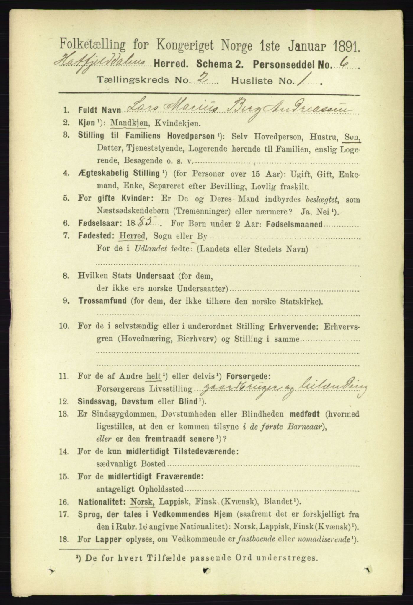 RA, 1891 census for 1826 Hattfjelldal, 1891, p. 293