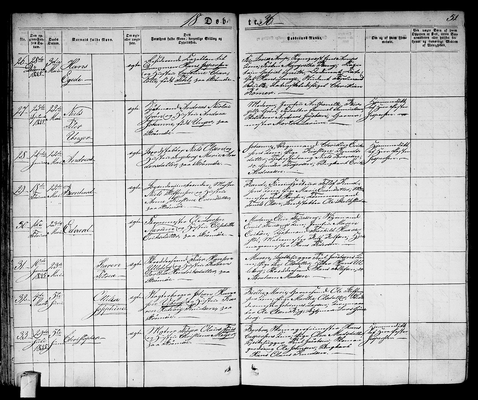 Strømsø kirkebøker, AV/SAKO-A-246/F/Fa/L0012: Parish register (official) no. I 12, 1830-1847, p. 51