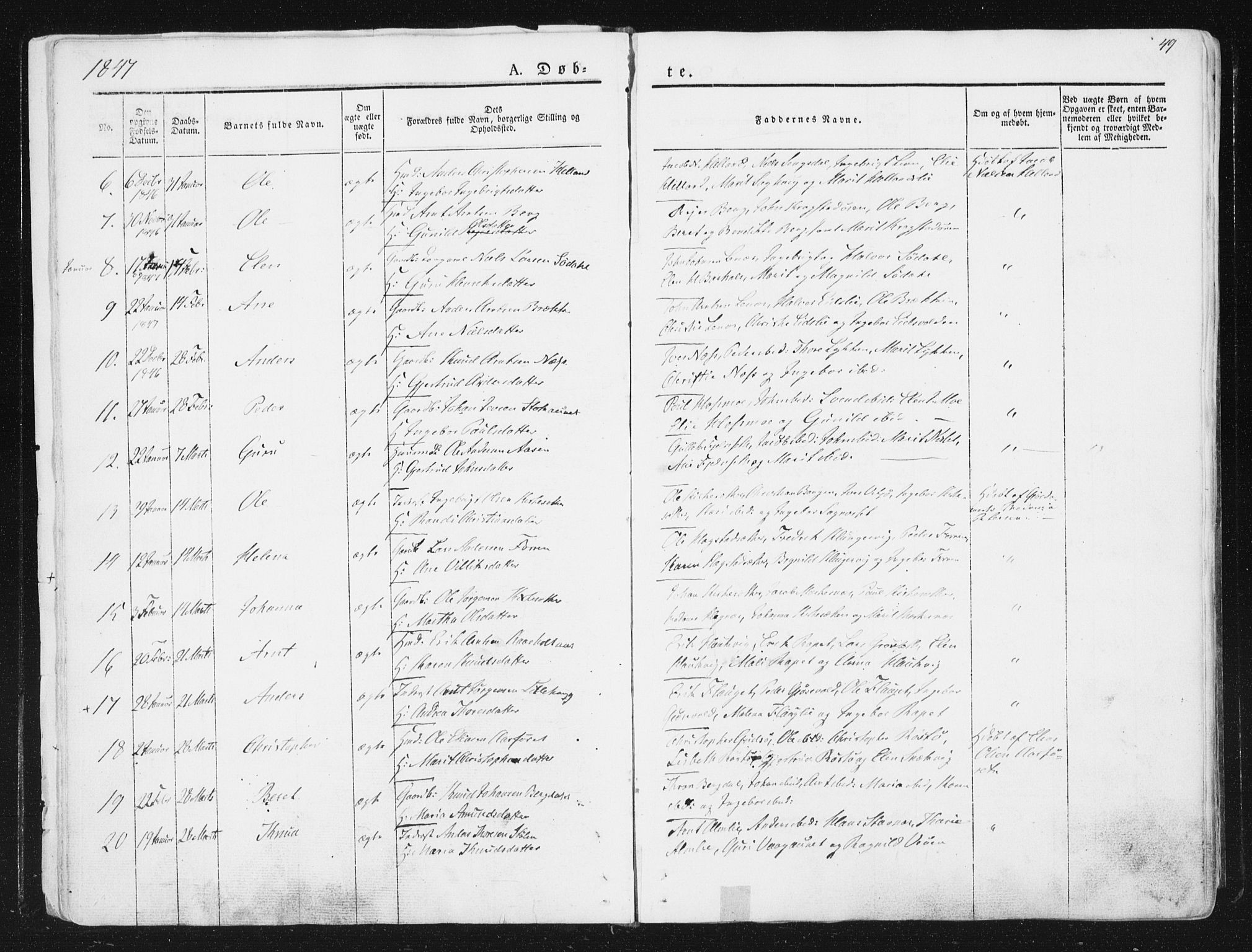 Ministerialprotokoller, klokkerbøker og fødselsregistre - Sør-Trøndelag, SAT/A-1456/630/L0493: Parish register (official) no. 630A06, 1841-1851, p. 49