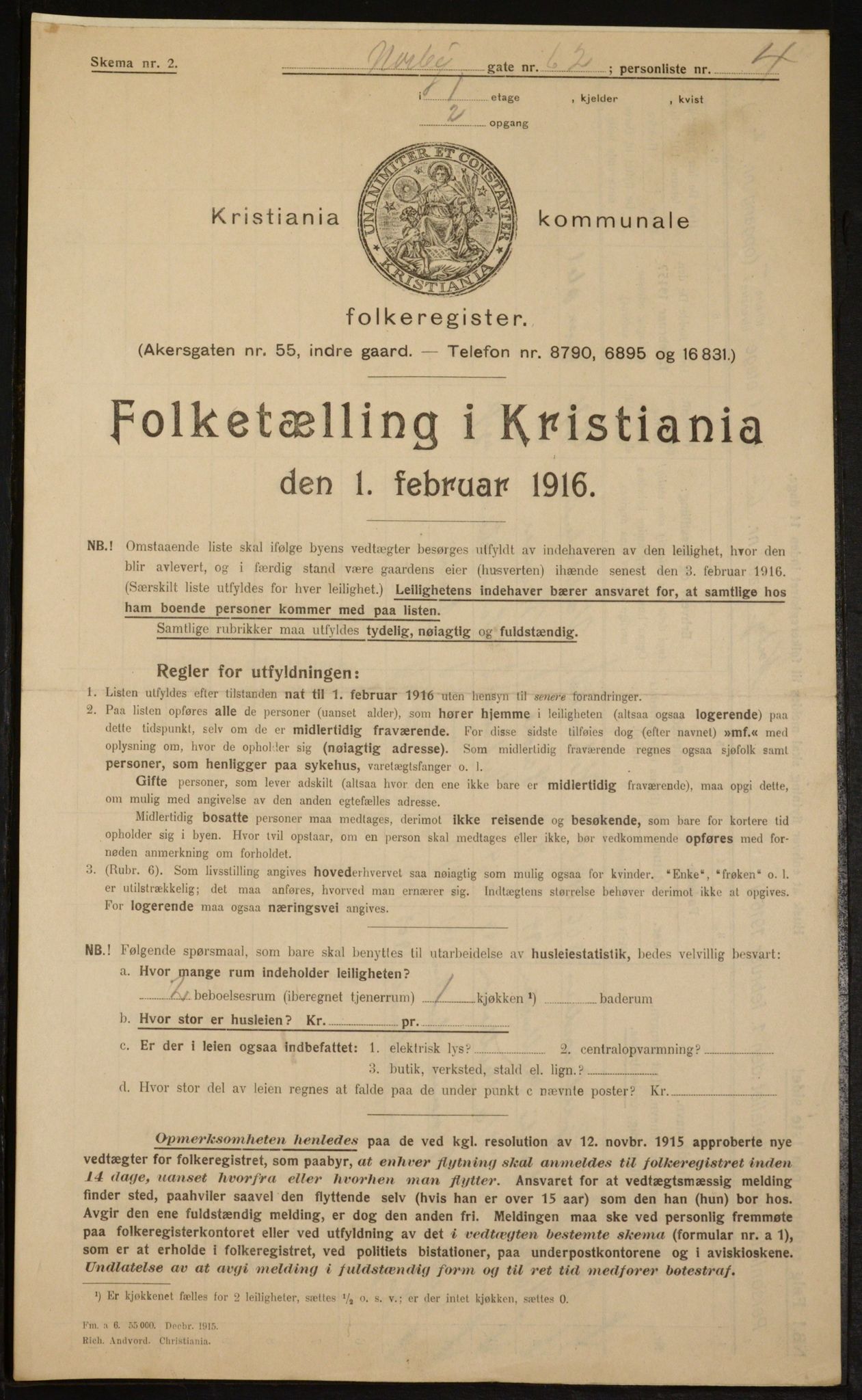 OBA, Municipal Census 1916 for Kristiania, 1916, p. 73891