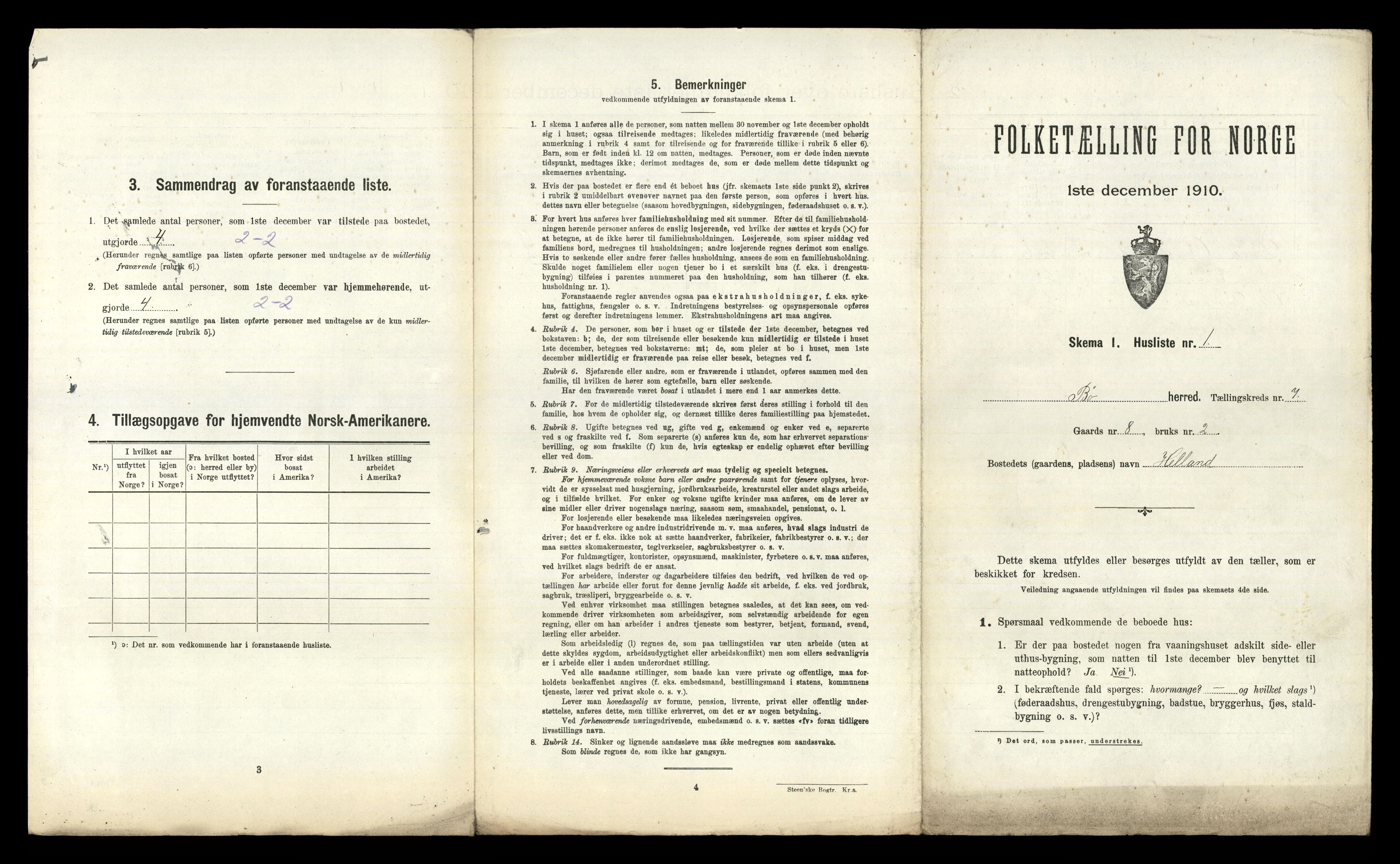 RA, 1910 census for Bø, 1910, p. 833