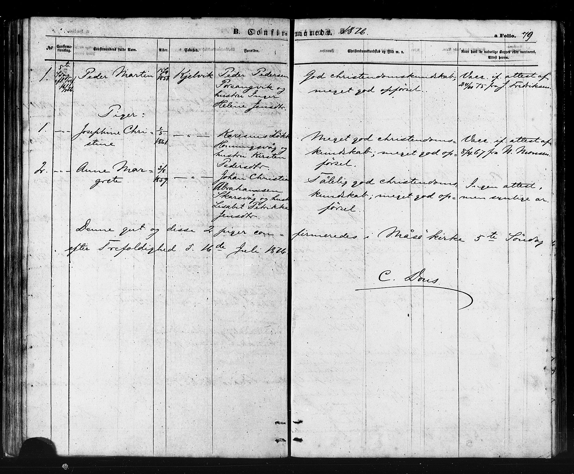 Måsøy sokneprestkontor, SATØ/S-1348/H/Ha/L0006kirke: Parish register (official) no. 6, 1861-1886, p. 79