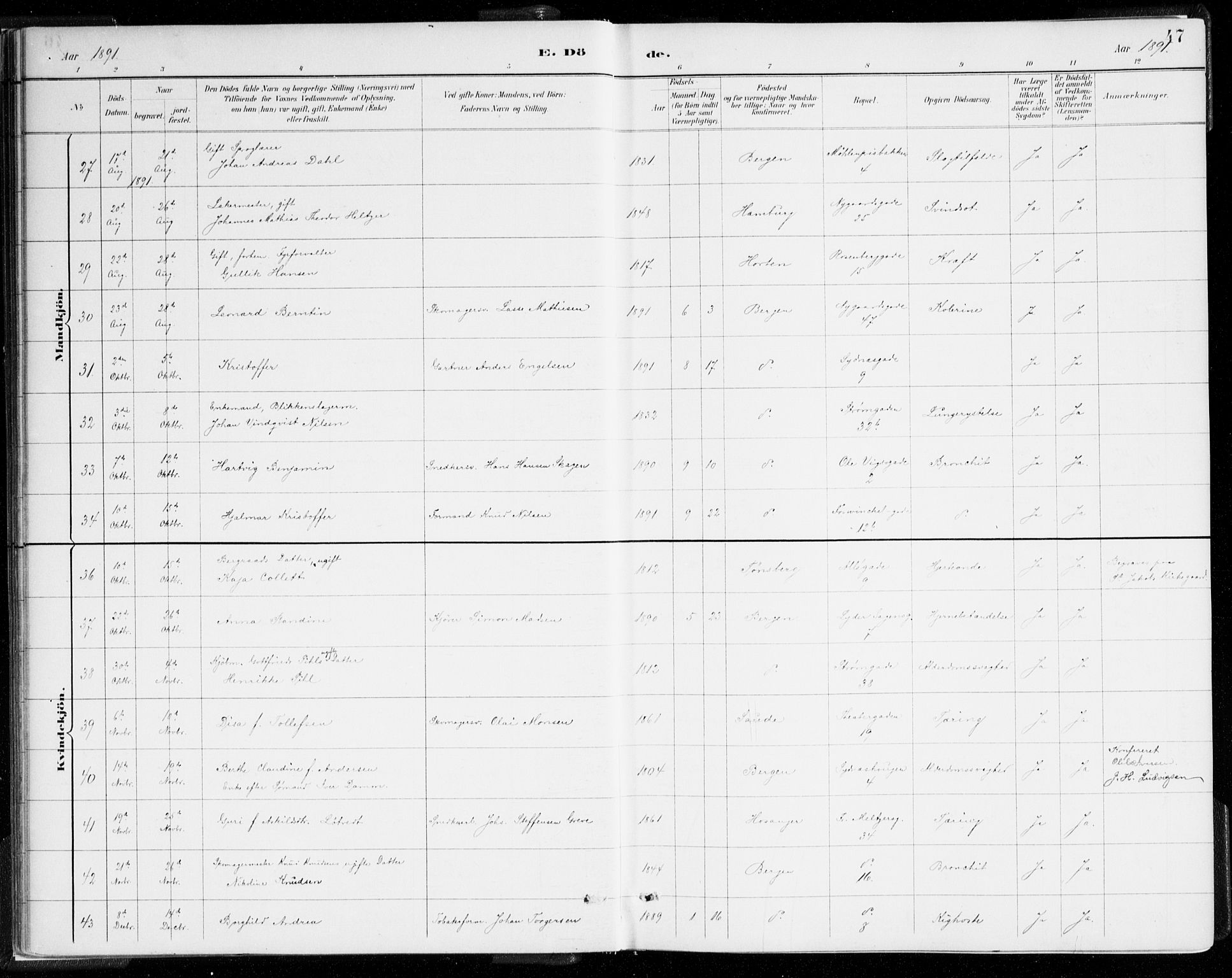 Johanneskirken sokneprestembete, AV/SAB-A-76001/H/Haa/L0019: Parish register (official) no. E 1, 1885-1915, p. 47