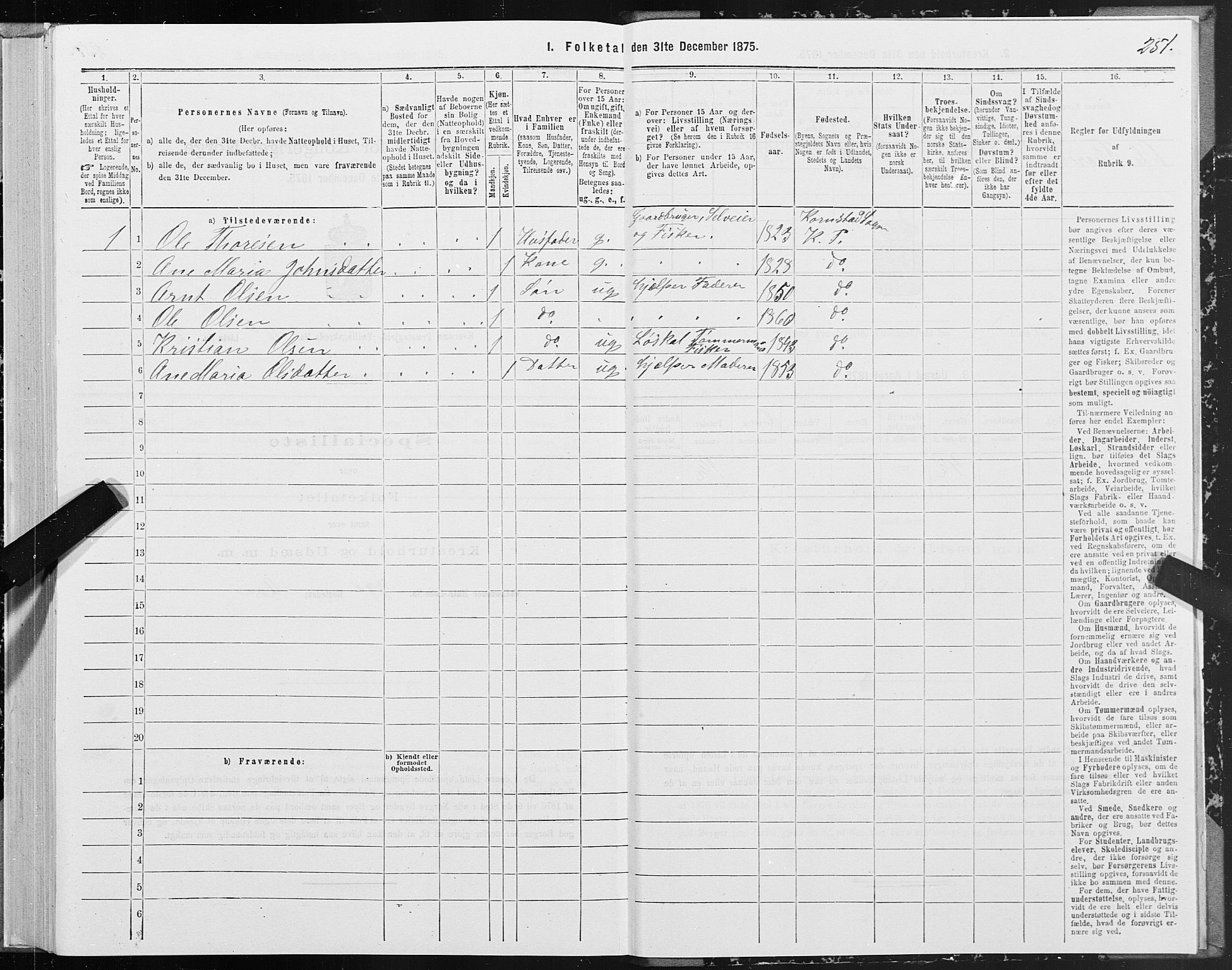 SAT, 1875 census for 1553P Kvernes, 1875, p. 3251
