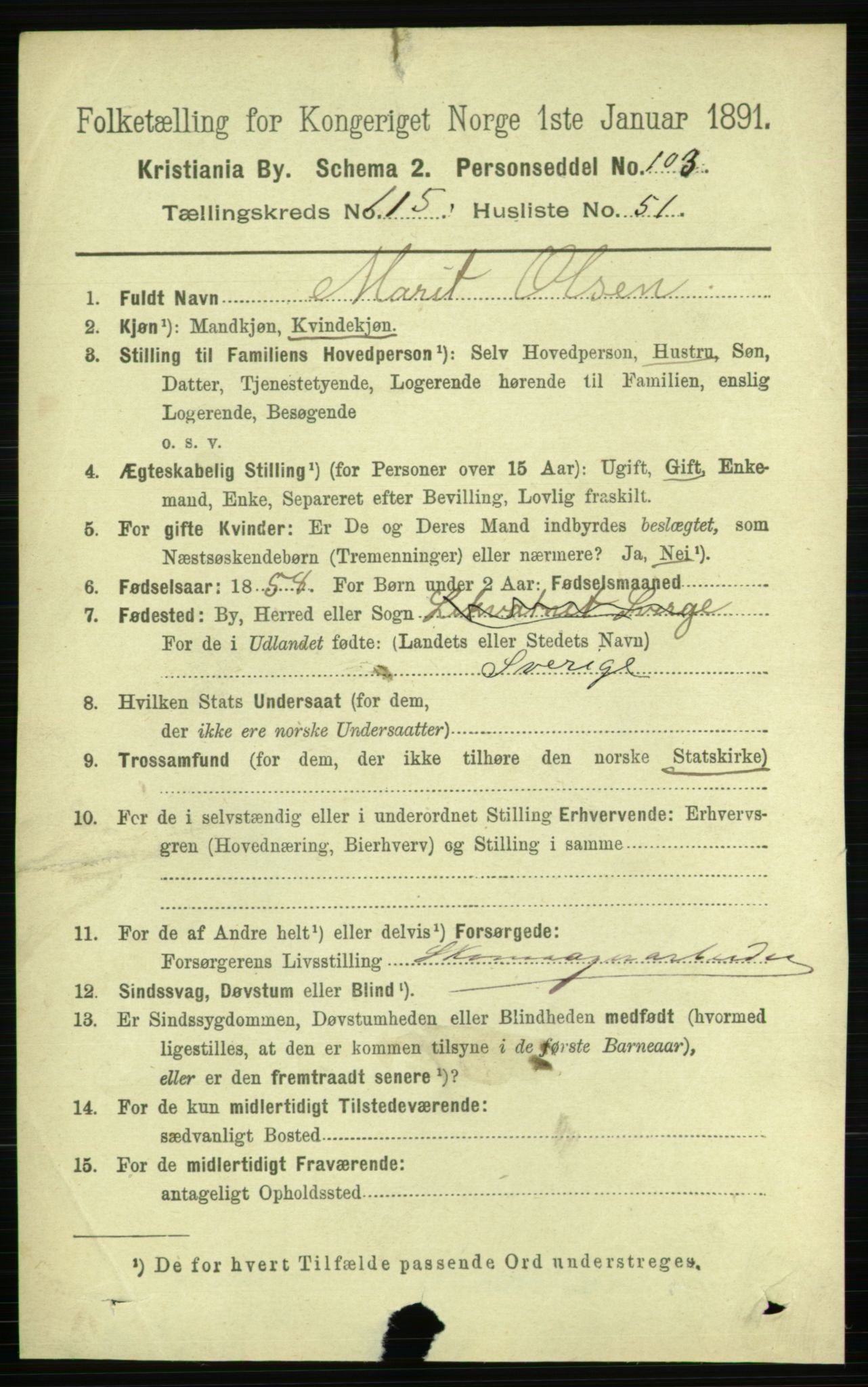 RA, 1891 census for 0301 Kristiania, 1891, p. 62582