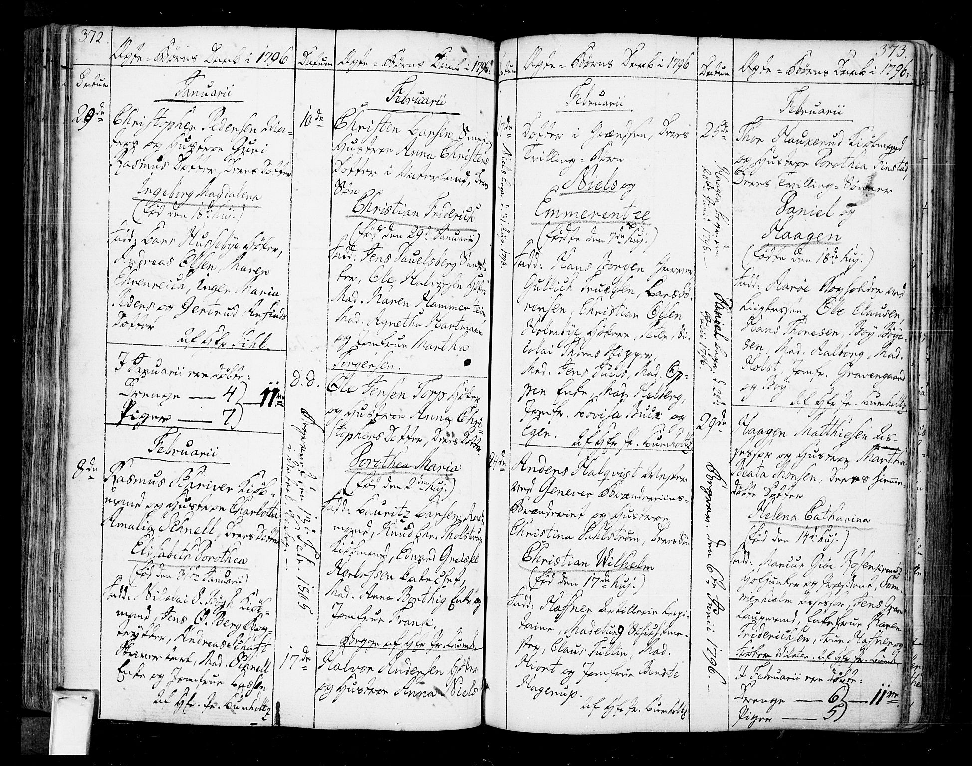 Oslo domkirke Kirkebøker, SAO/A-10752/F/Fa/L0005: Parish register (official) no. 5, 1787-1806, p. 372-373