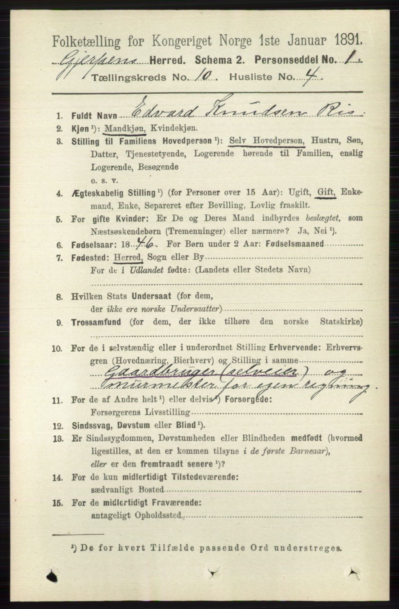 RA, 1891 census for 0812 Gjerpen, 1891, p. 6152