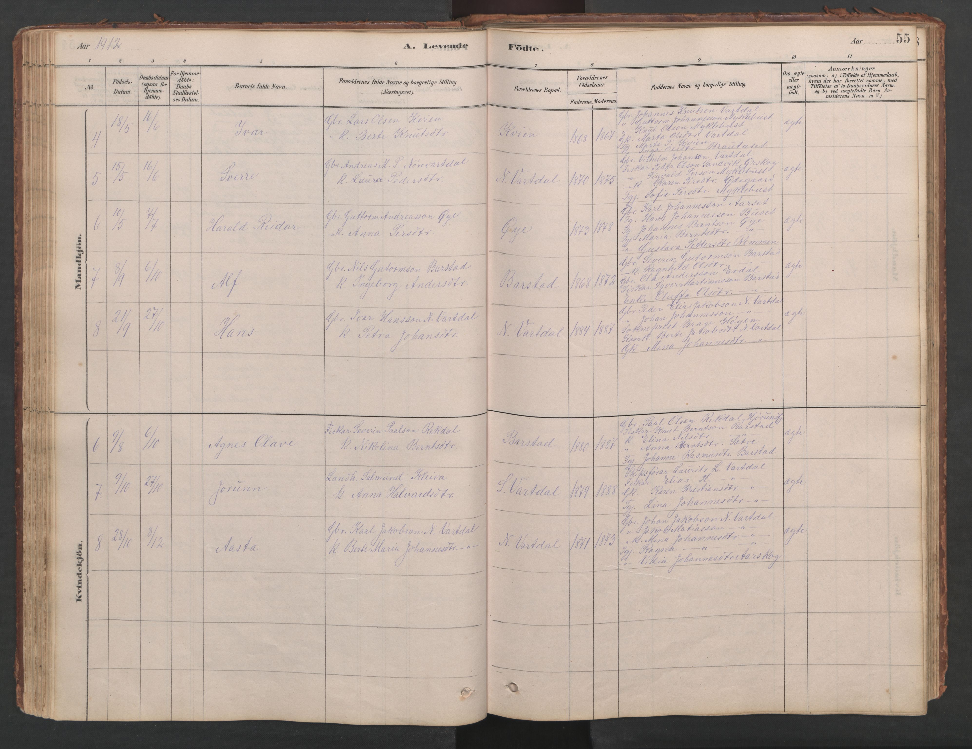 Ministerialprotokoller, klokkerbøker og fødselsregistre - Møre og Romsdal, SAT/A-1454/514/L0201: Parish register (copy) no. 514C01, 1878-1919, p. 55