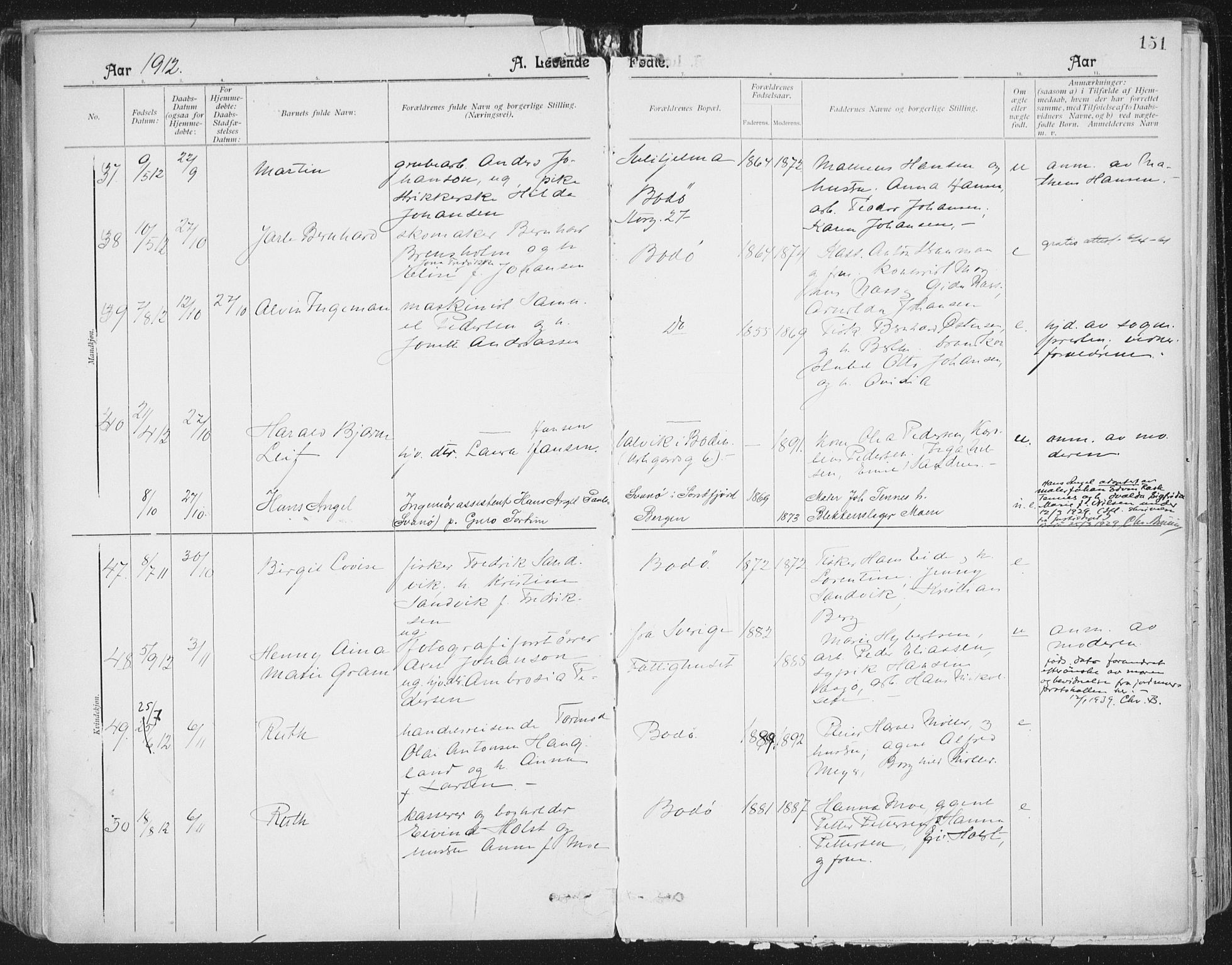 Ministerialprotokoller, klokkerbøker og fødselsregistre - Nordland, AV/SAT-A-1459/801/L0011: Parish register (official) no. 801A11, 1900-1916, p. 151