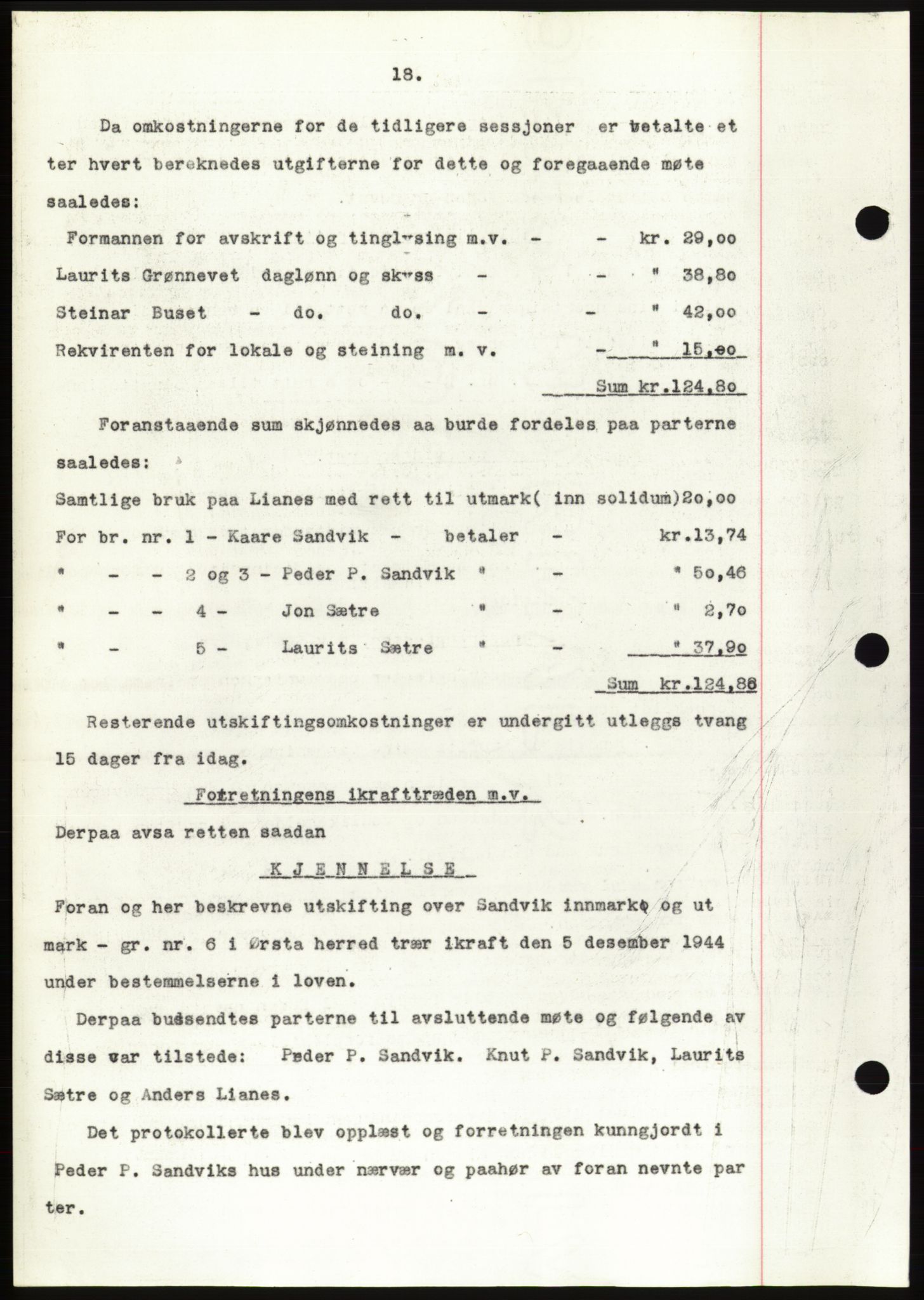 Søre Sunnmøre sorenskriveri, AV/SAT-A-4122/1/2/2C/L0076: Mortgage book no. 2A, 1943-1944, Diary no: : 1066/1944