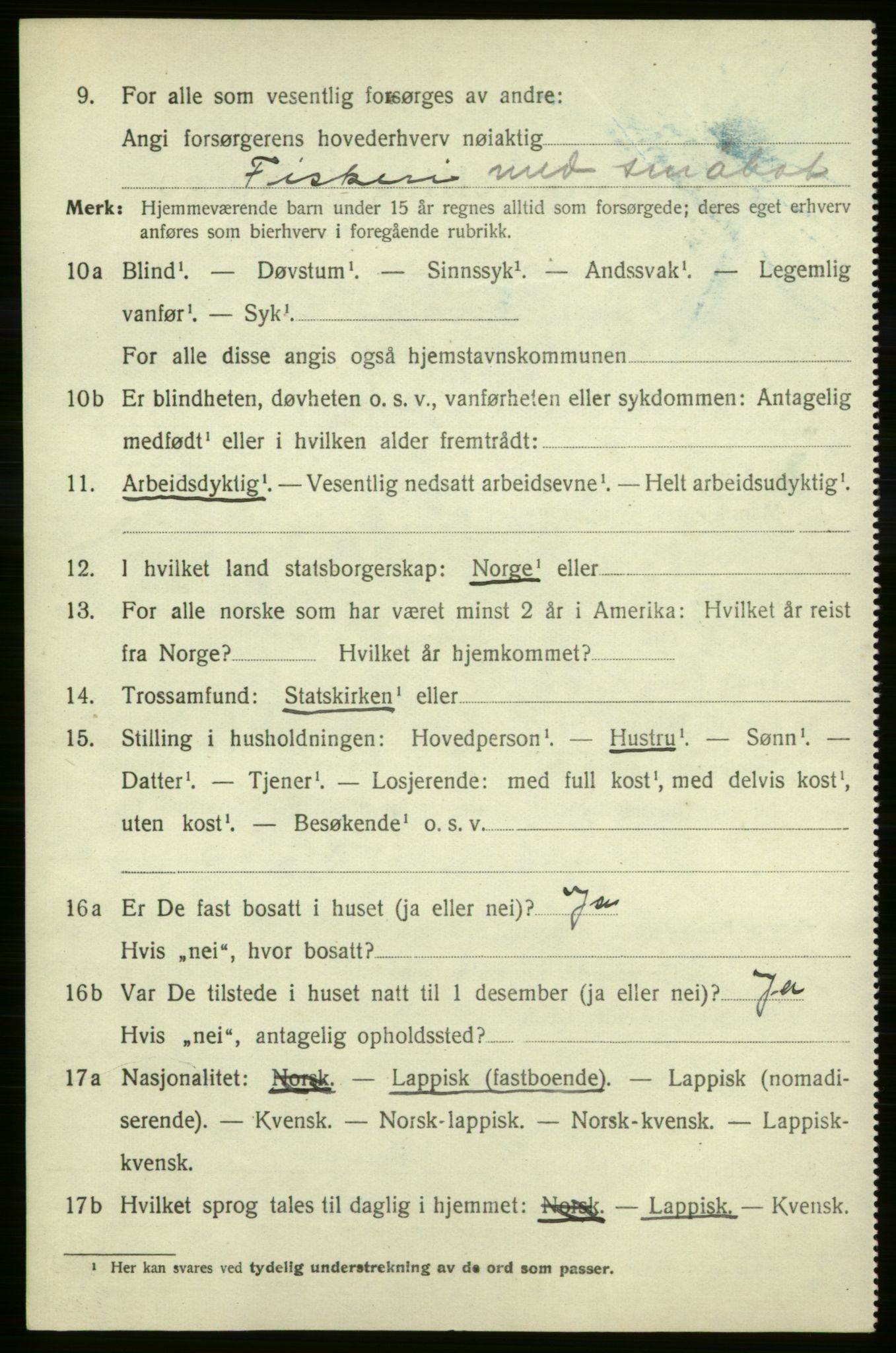 SATØ, 1920 census for Talvik, 1920, p. 3453