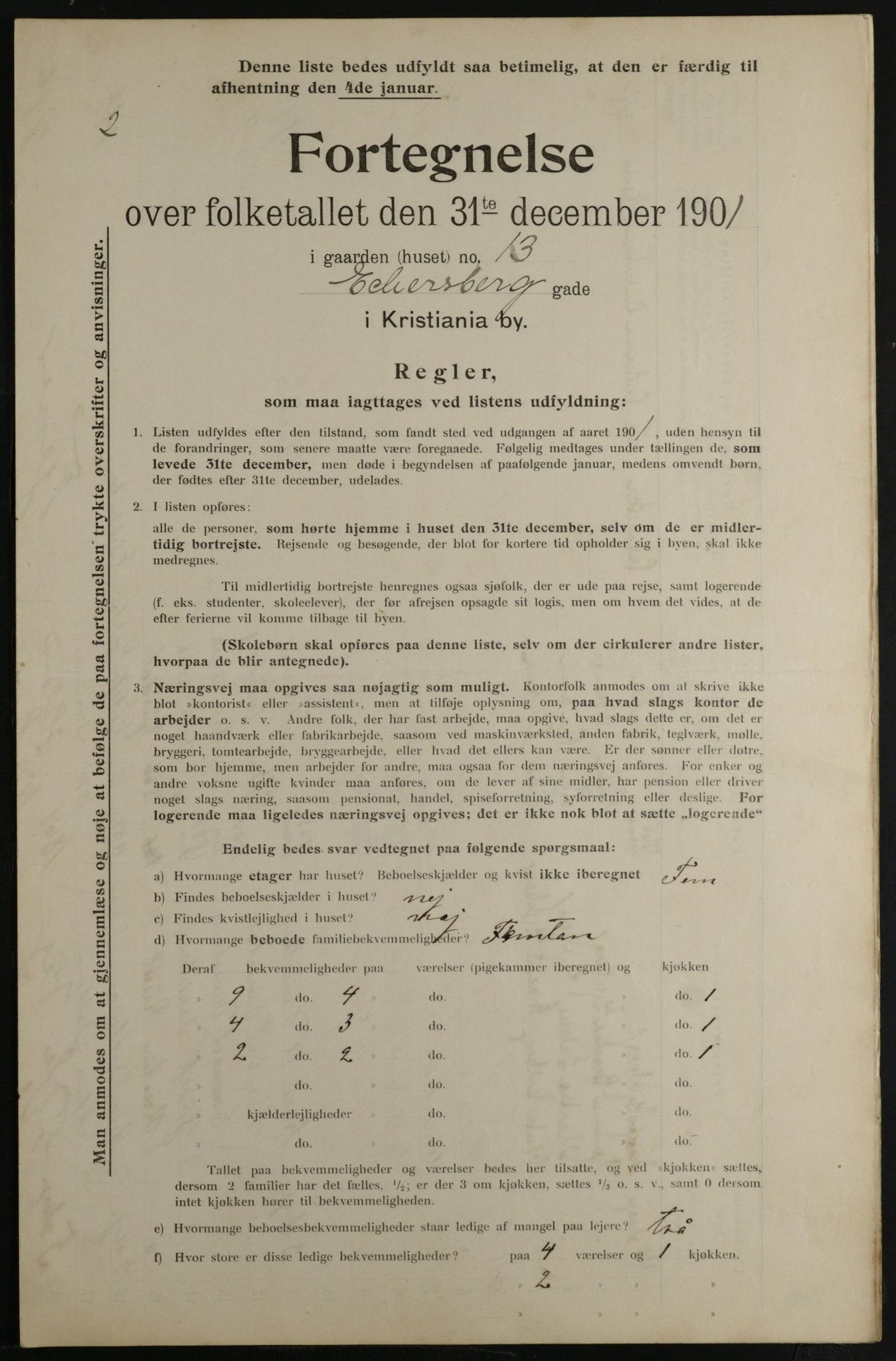 OBA, Municipal Census 1901 for Kristiania, 1901, p. 2962