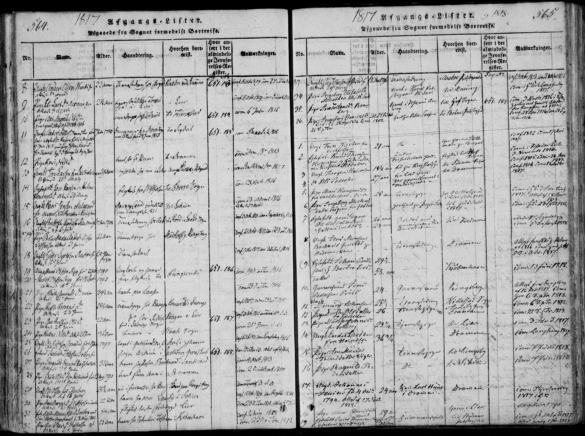 Eiker kirkebøker, AV/SAKO-A-4/F/Fa/L0011: Parish register (official) no. I 11, 1814-1827, p. 564-565