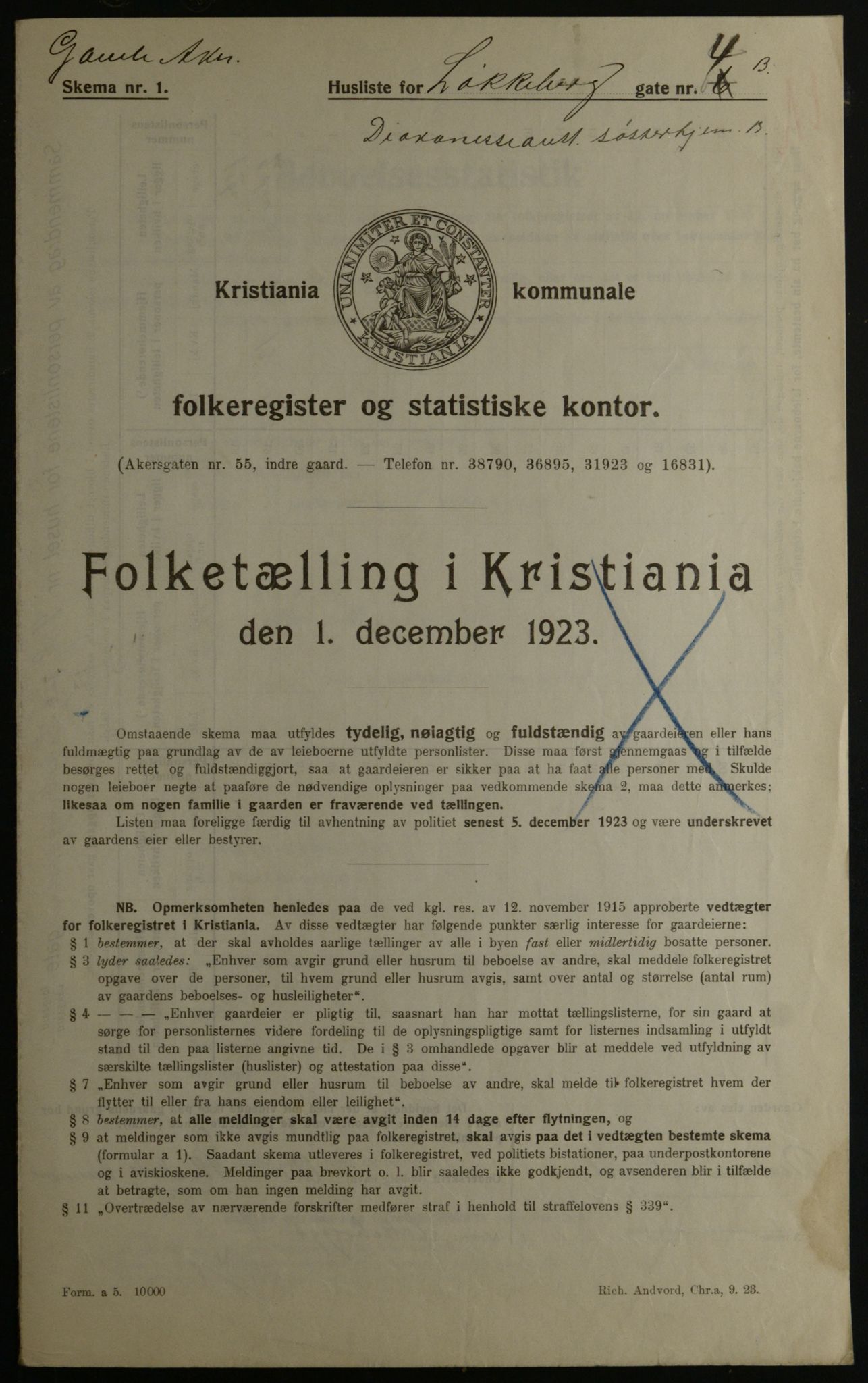 OBA, Municipal Census 1923 for Kristiania, 1923, p. 65125