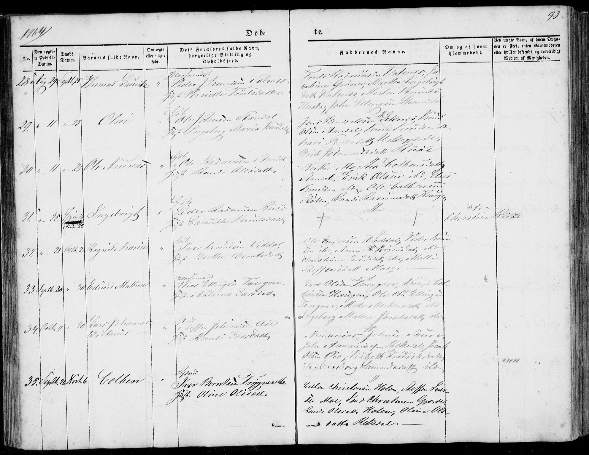 Ministerialprotokoller, klokkerbøker og fødselsregistre - Møre og Romsdal, SAT/A-1454/515/L0209: Parish register (official) no. 515A05, 1847-1868, p. 93