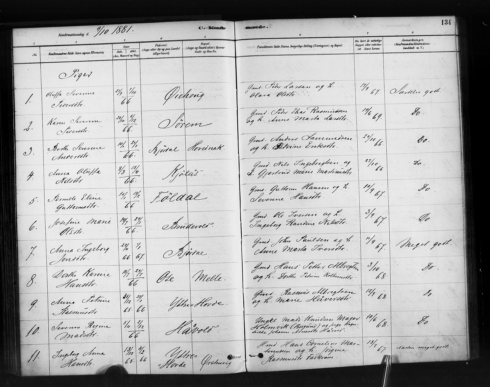 Ministerialprotokoller, klokkerbøker og fødselsregistre - Møre og Romsdal, AV/SAT-A-1454/513/L0176: Parish register (official) no. 513A03, 1877-1889, p. 134