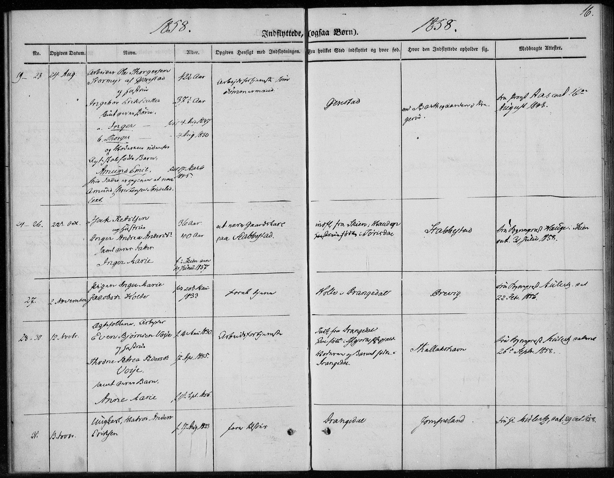 Sannidal kirkebøker, SAKO/A-296/F/Fa/L0013: Parish register (official) no. 13, 1854-1873, p. 16