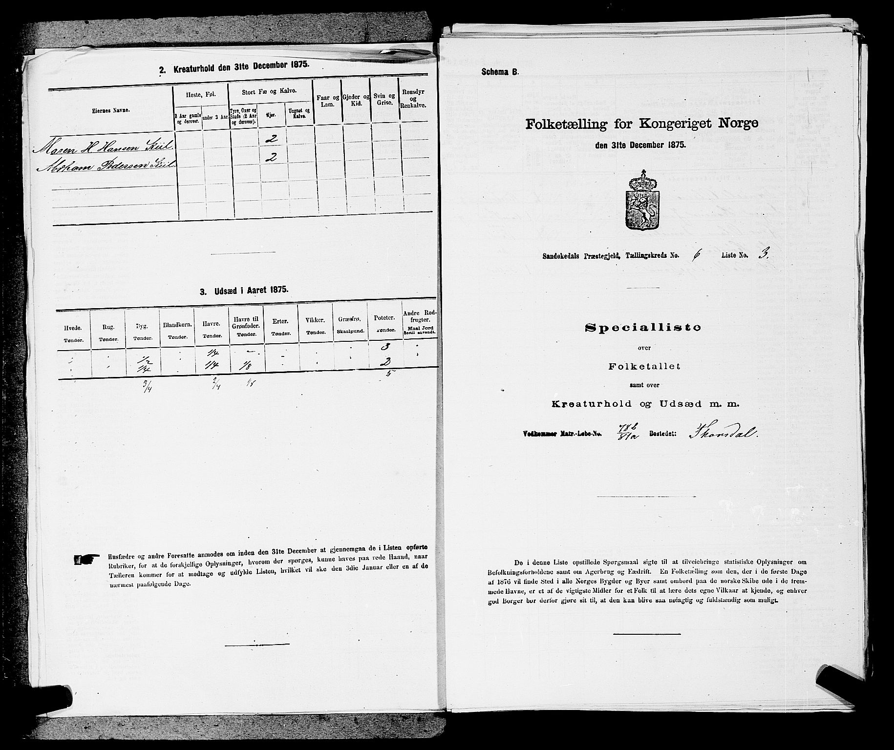 SAKO, 1875 census for 0816P Sannidal, 1875, p. 415