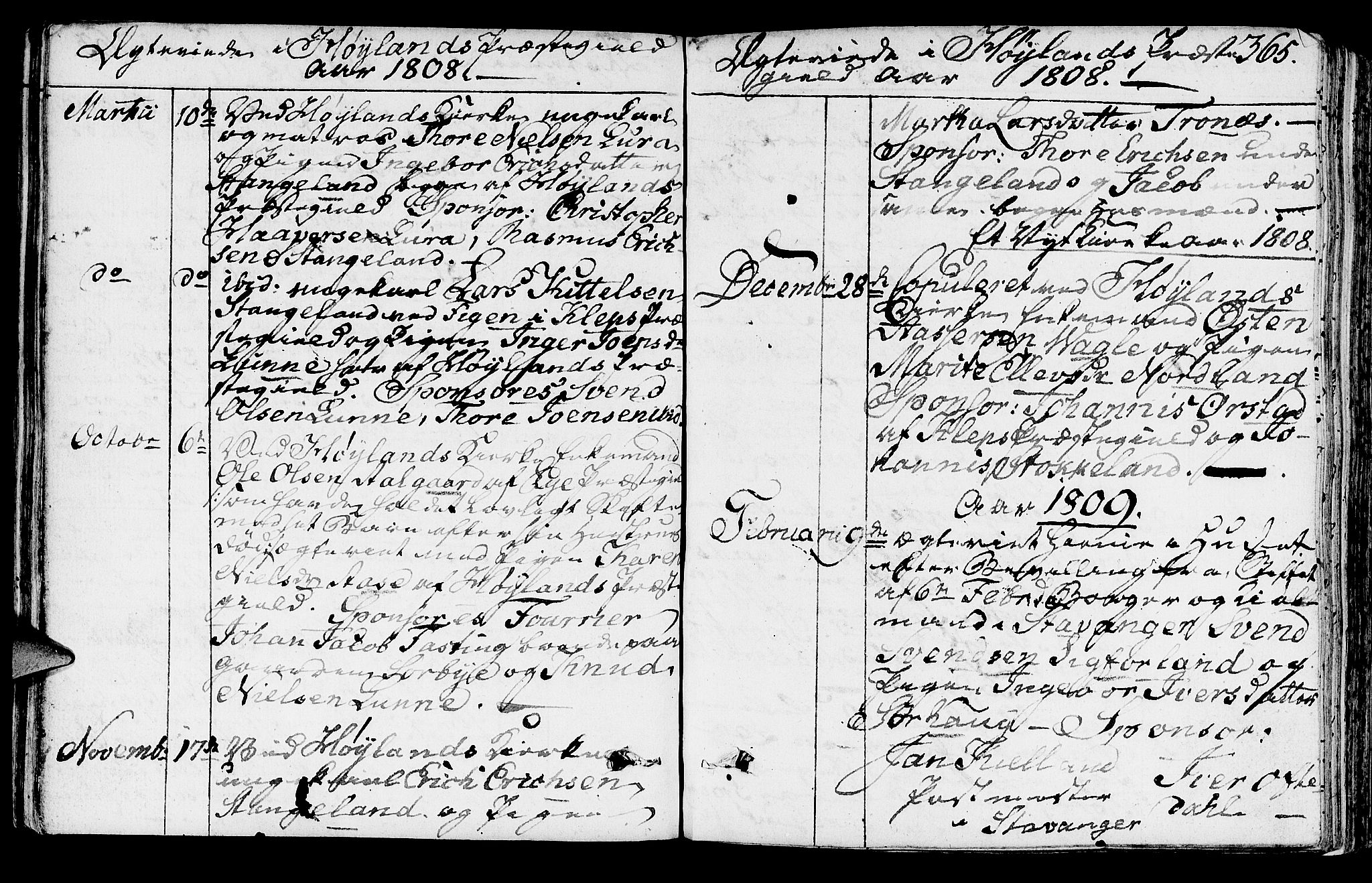 Høyland sokneprestkontor, SAST/A-101799/001/30BA/L0005: Parish register (official) no. A 5, 1804-1815, p. 365