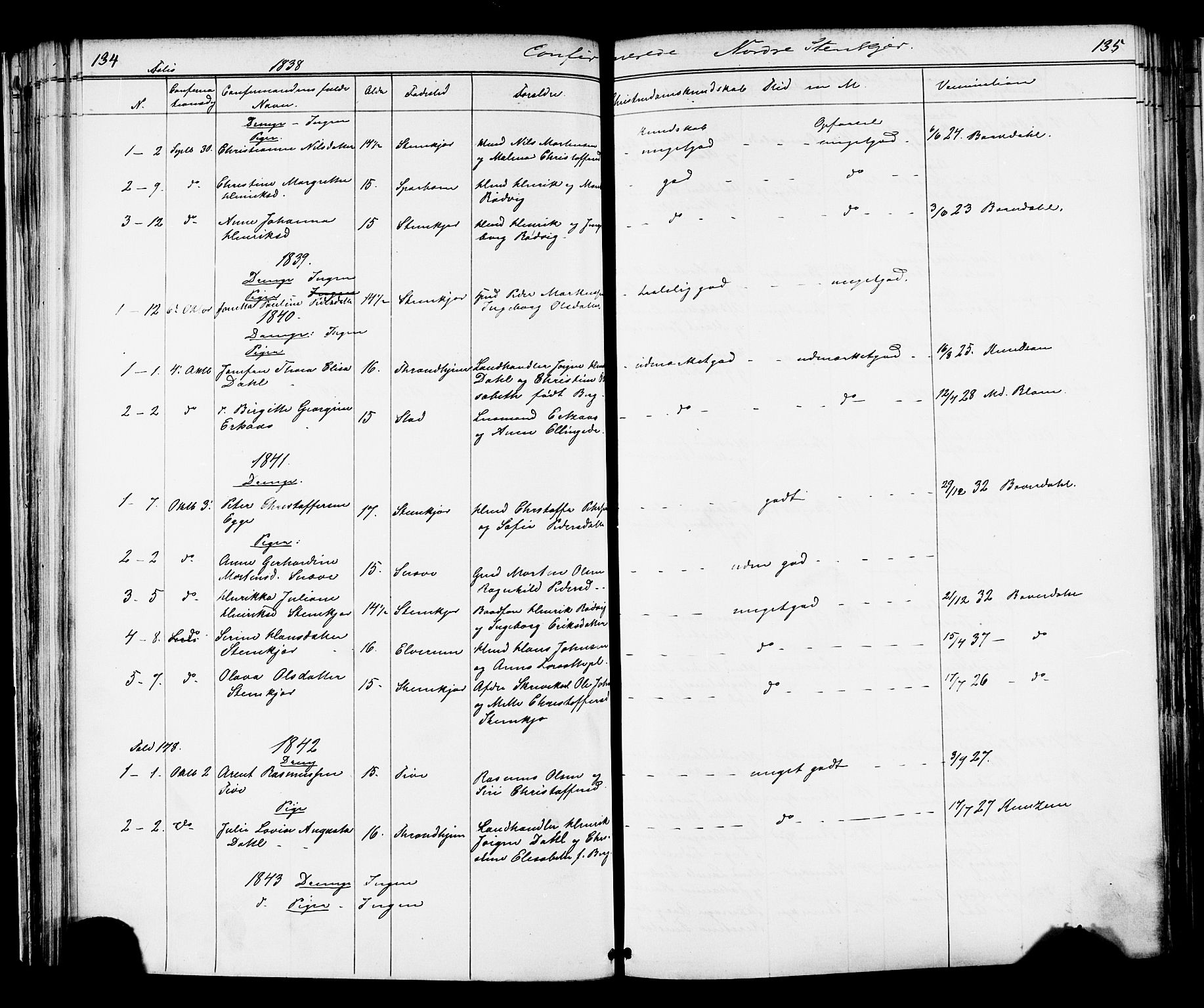 Ministerialprotokoller, klokkerbøker og fødselsregistre - Nord-Trøndelag, SAT/A-1458/739/L0367: Parish register (official) no. 739A01 /2, 1838-1868, p. 134-135