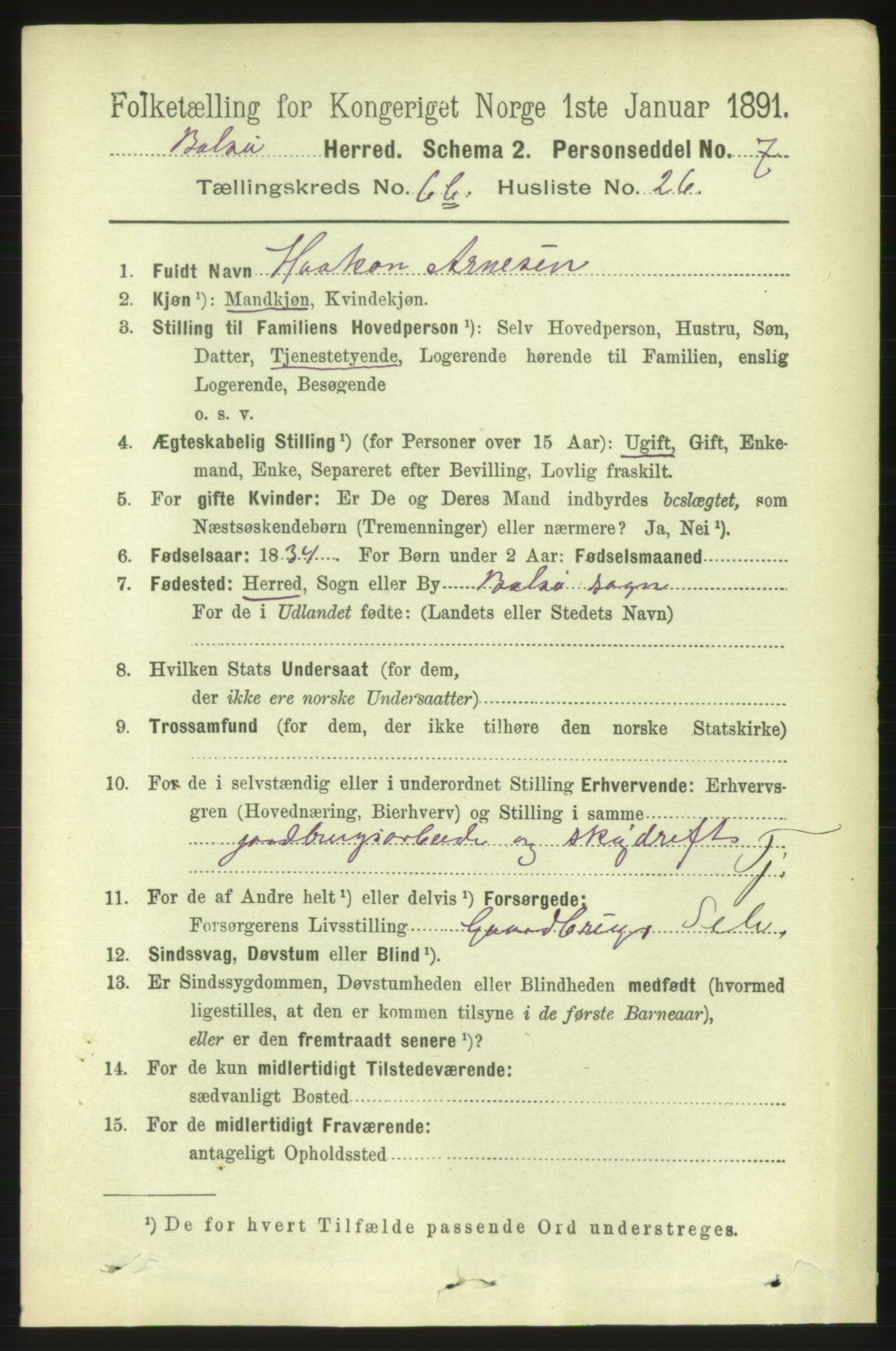 RA, 1891 census for 1544 Bolsøy, 1891, p. 4120