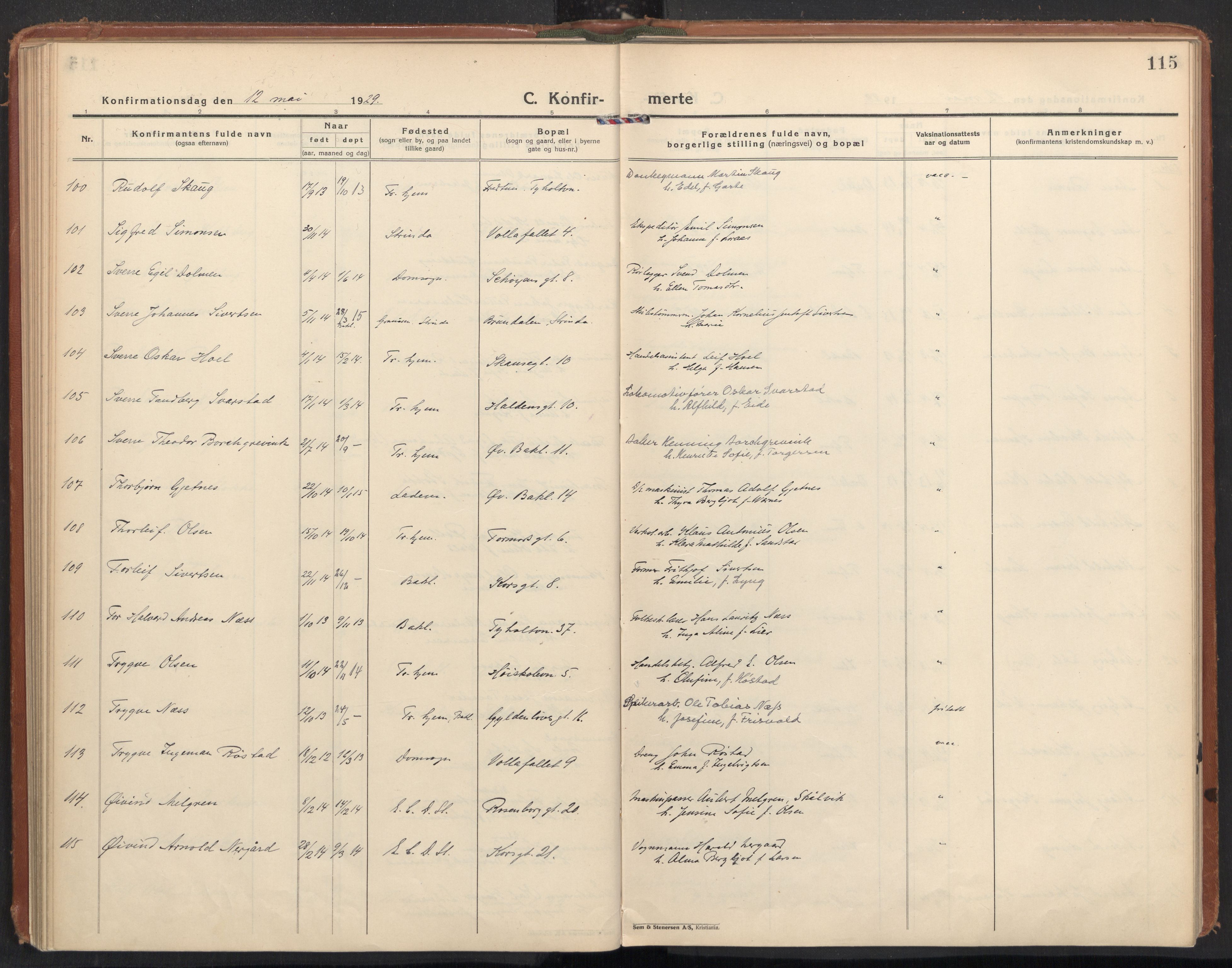 Ministerialprotokoller, klokkerbøker og fødselsregistre - Sør-Trøndelag, SAT/A-1456/604/L0208: Parish register (official) no. 604A28, 1923-1937, p. 115