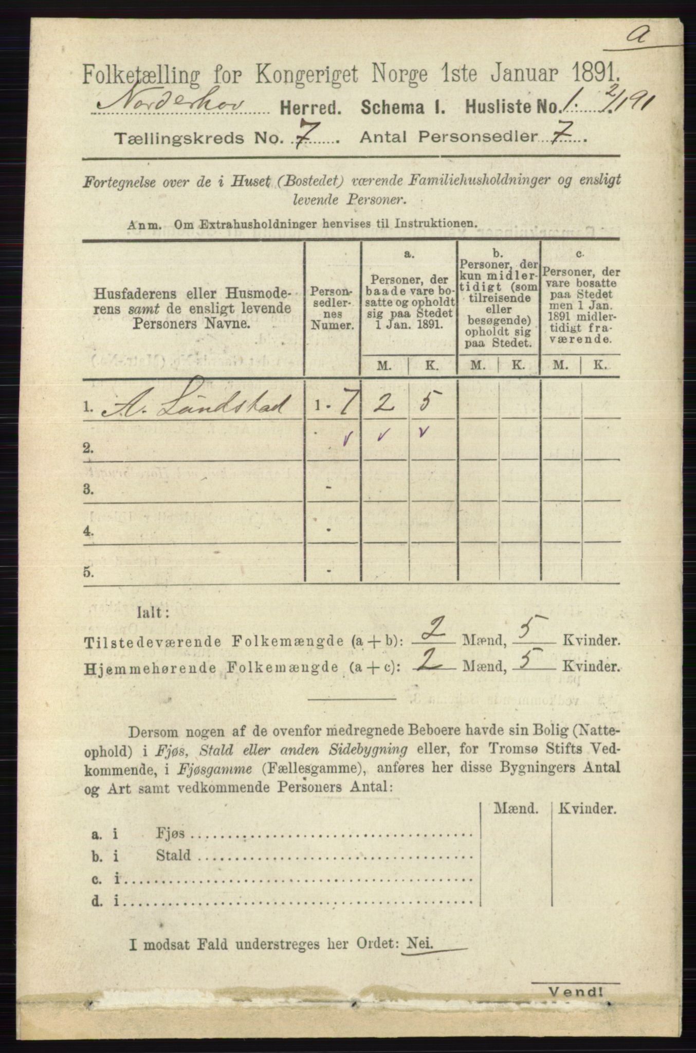 RA, 1891 census for 0613 Norderhov, 1891, p. 4387